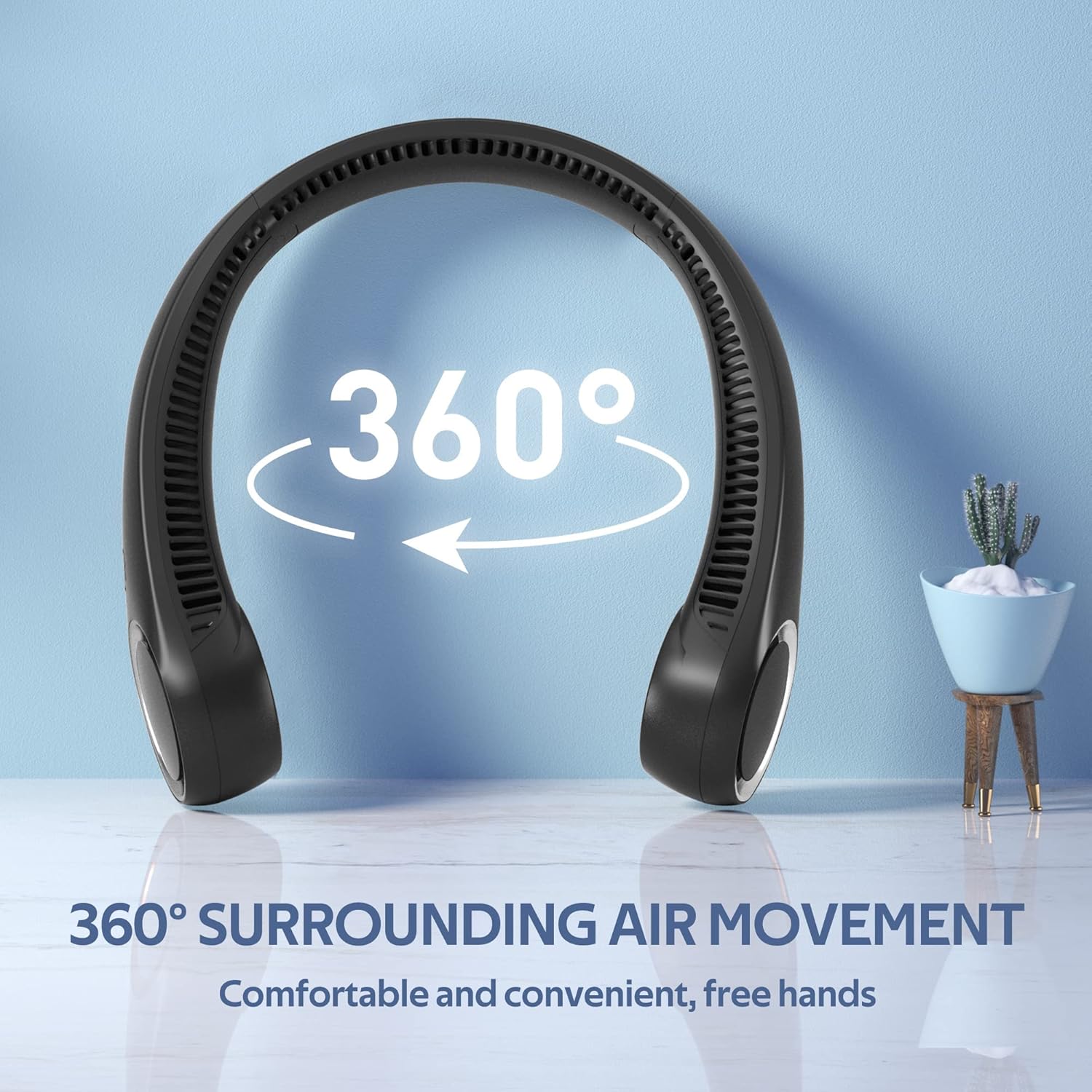 Penkou portable neck fan with bladeless design, hands-free 360° cooling personal fan worn around the neck.