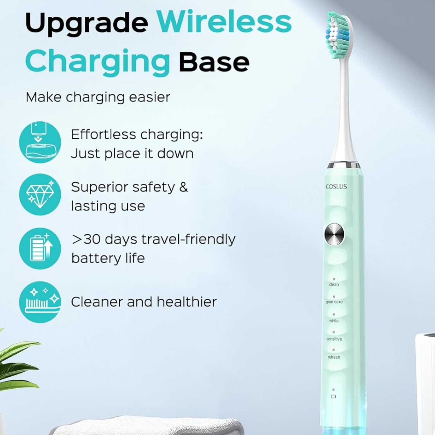 COSLUS Sonic Electric Toothbrush for Adults C40(DY-108Pro): 47000 VPM