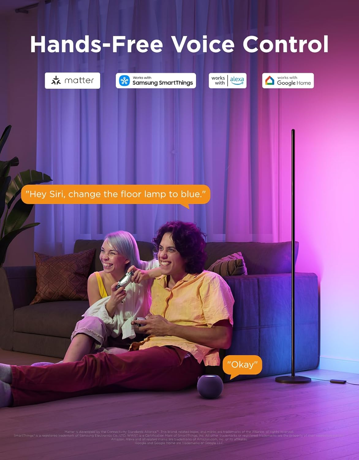 Govee RGBIC Floor Lamp Basic, 1000lm LED Corner Lamp Compatible with SmartThings