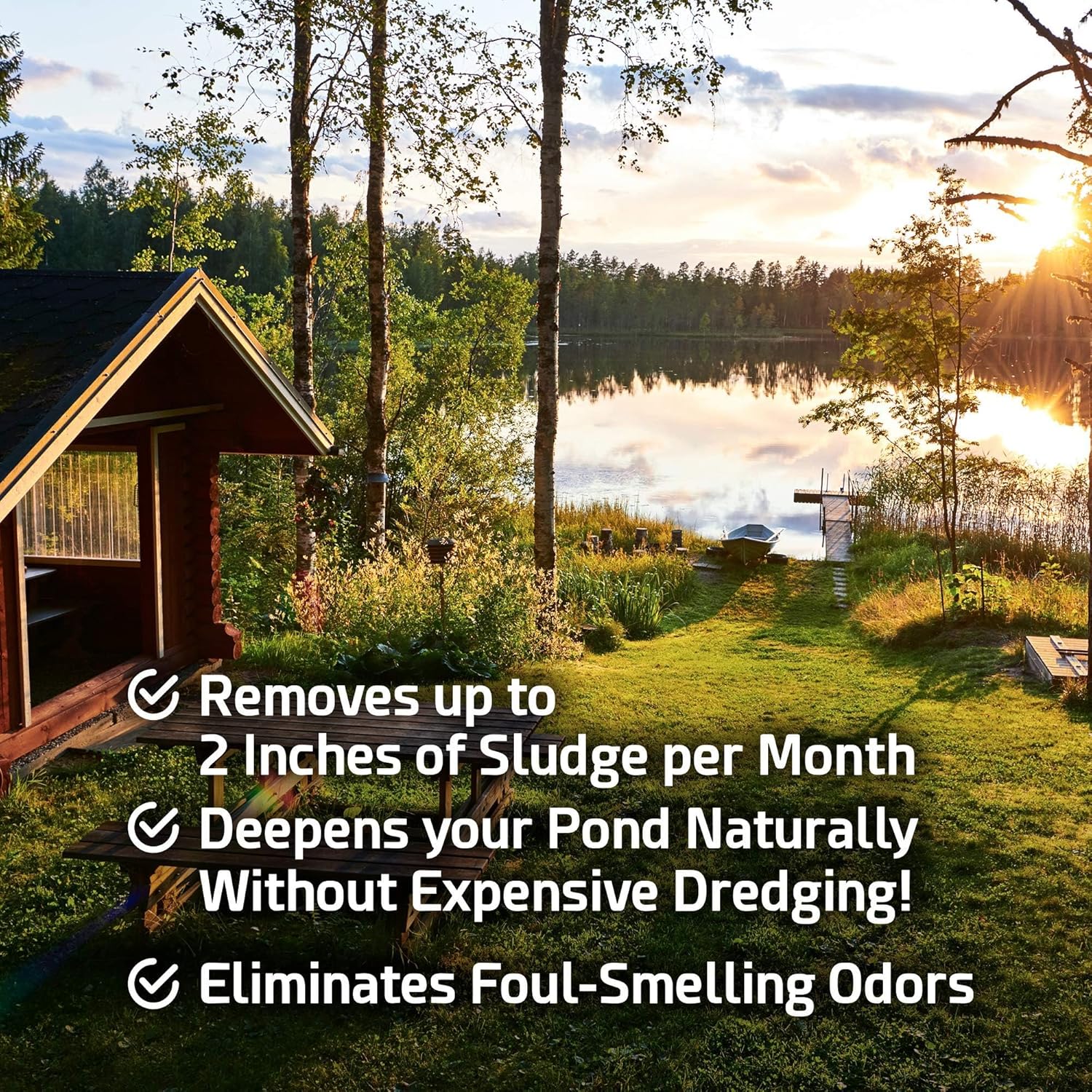 Cabin Obsession pond sludge remover with beneficial bacteria and enzymes, 5-pound bag for pond water cleaning and clarity.