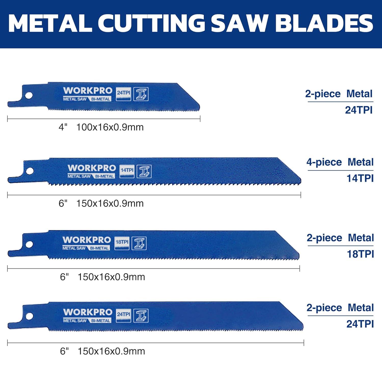 WORKPRO 32-piece reciprocating saw blade set with metal and woodcutting blades, including pruner saw blades, displayed on a plain background.