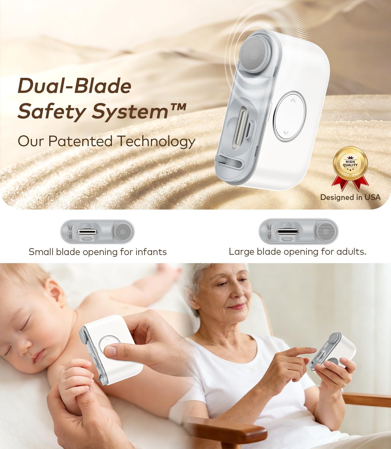 Electric Nail Clipper for Family Care【Precision Dual-Blade Trimming