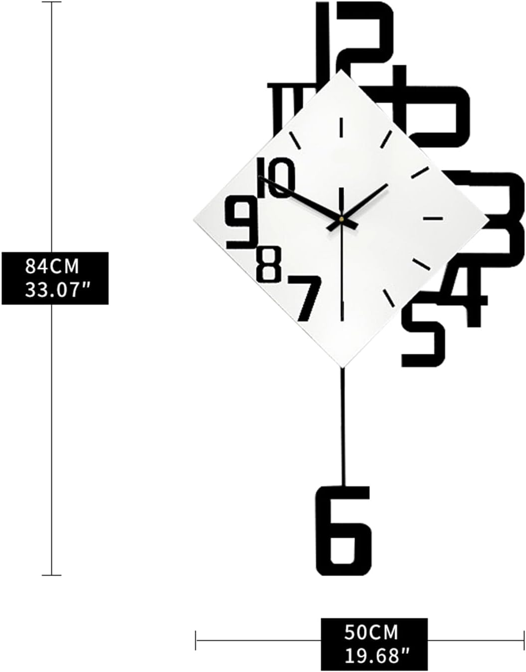 FLEBLE modern large wall clock with silent pendulum, suitable for living room decor, featuring a sleek, contemporary design