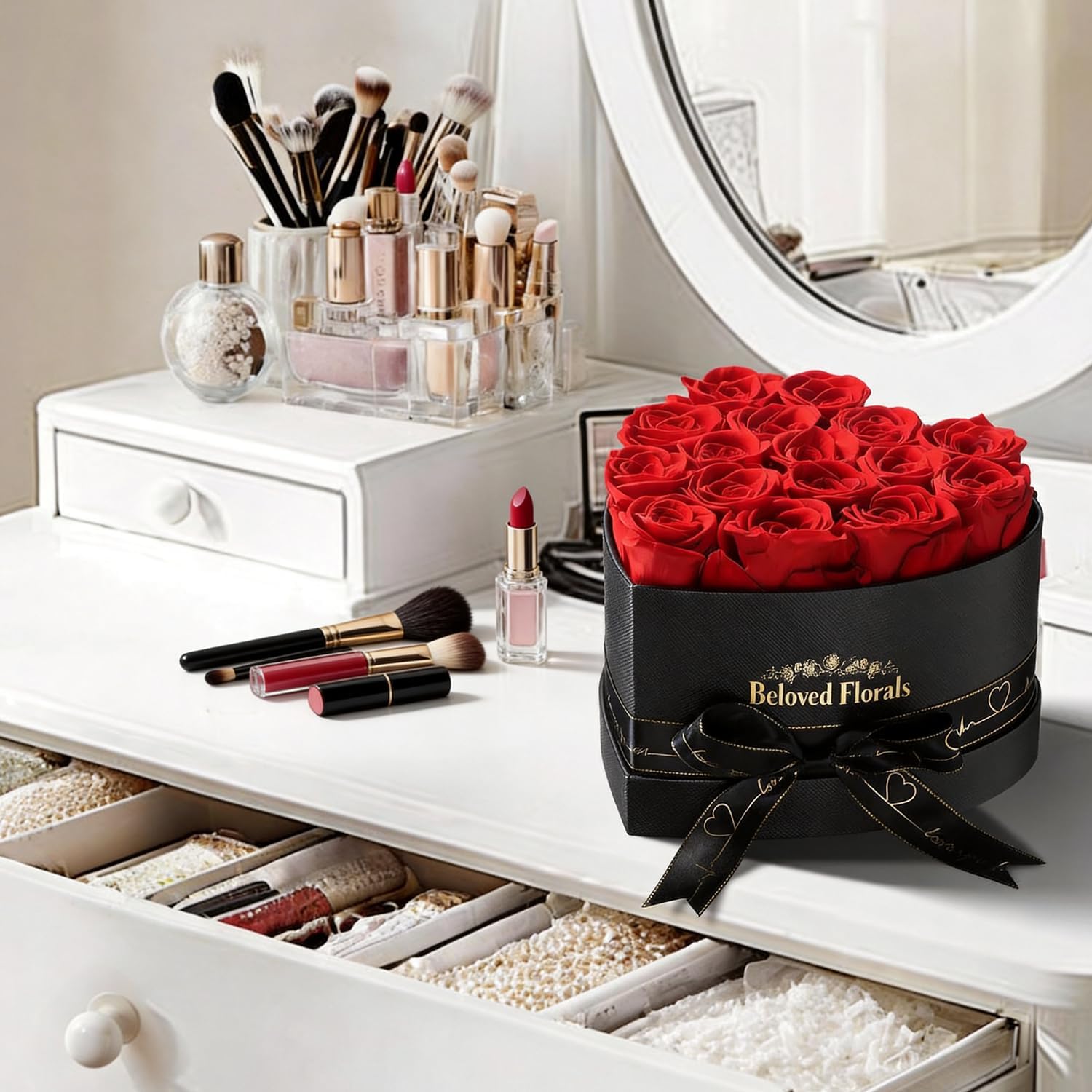 16 Preserved Flowers Rose in a Box, Gifts for Women Mom Her Wife on Mothers Day Valentines Birthday Christmas Anniversary Romantic(Red)