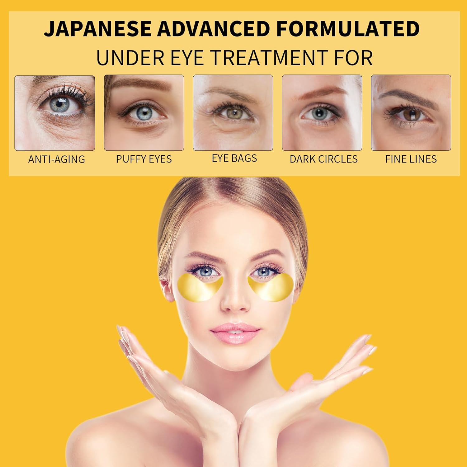 Treondexir 24K Gold Eye Masks 70PCS, Under Eye Patches