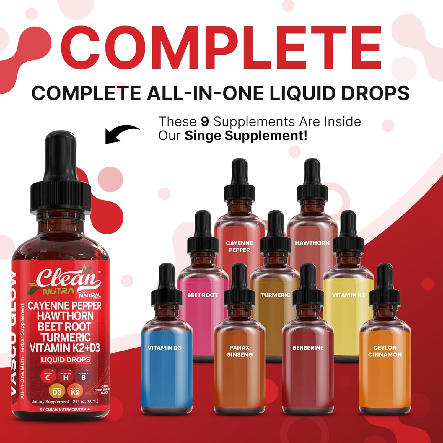Clean Nutra Cayenne Pepper Drops Supplement Liquid + Hawthorn Berry