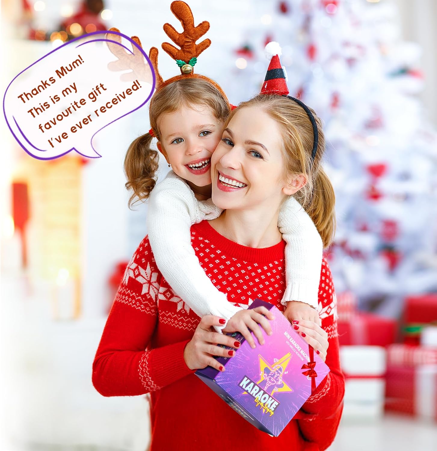 Karaoke Machine for Kids, Portable Mini Speaker with 2 Wireless Microphones