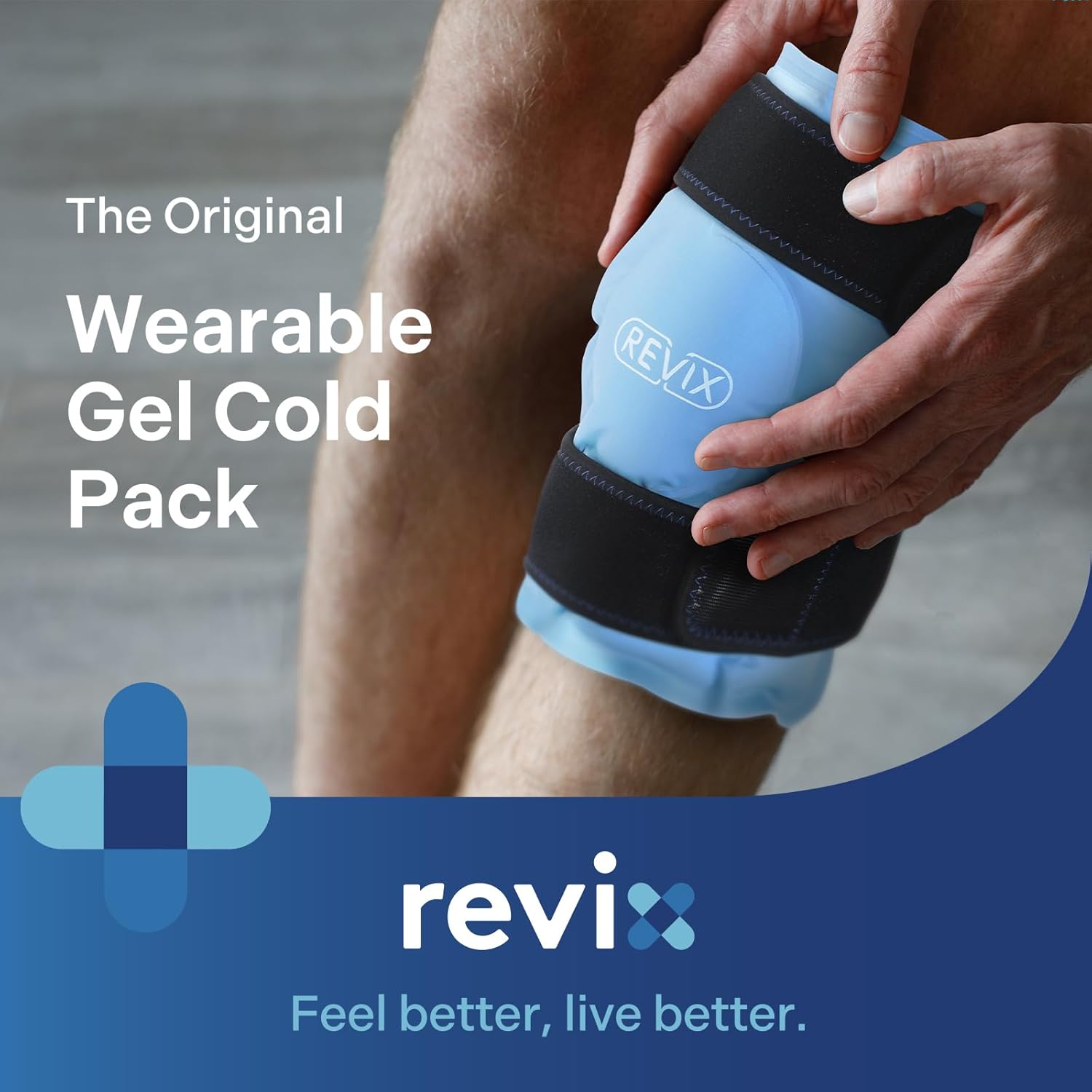 REVIX Ice Pack for Knee Pain Relief, Reusable Gel Ice Wrap for Leg Injuries, Swelling