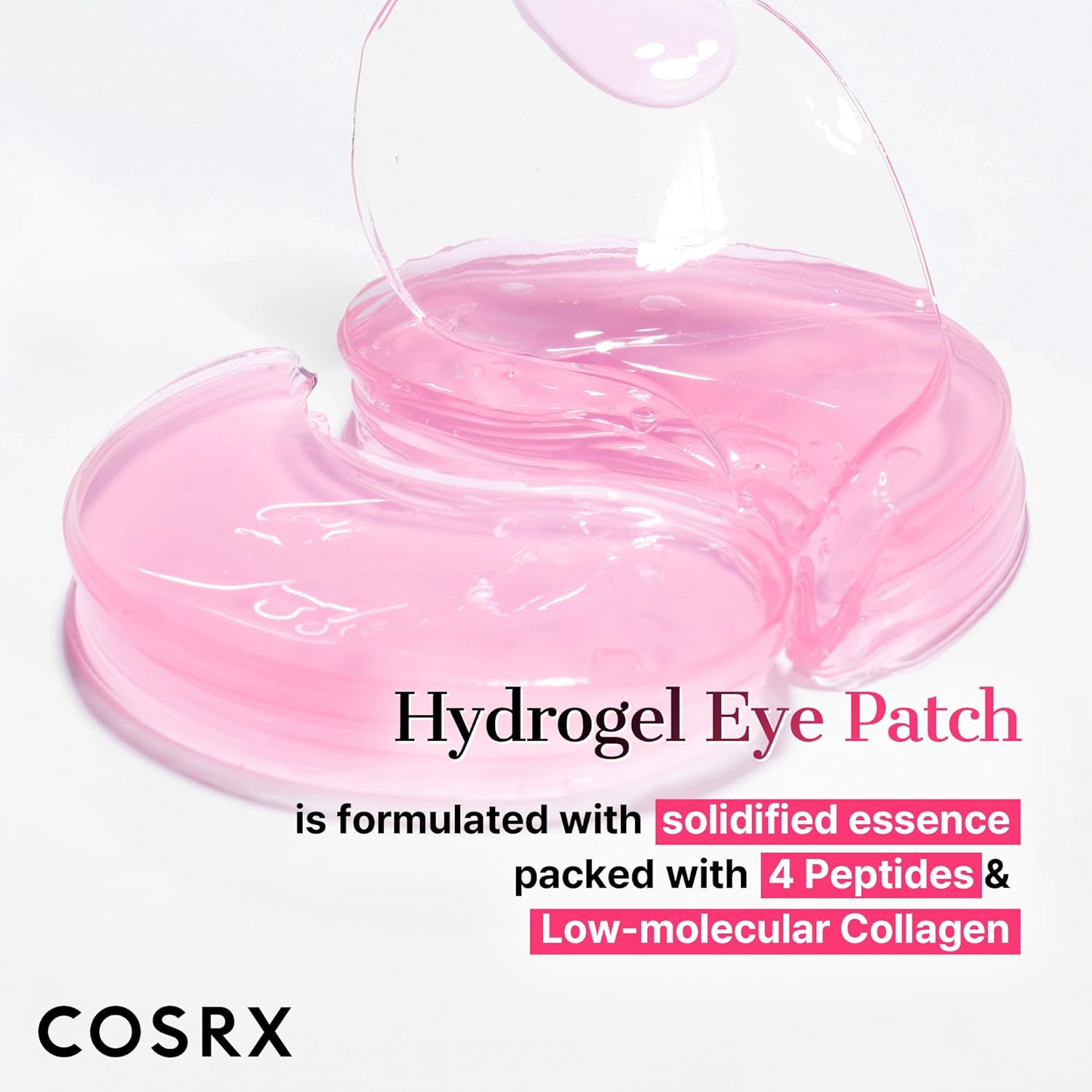 COSRX Pink Peptides Collagen Hydrogel Eye Patch for Puffy Eyes and Dark Circles