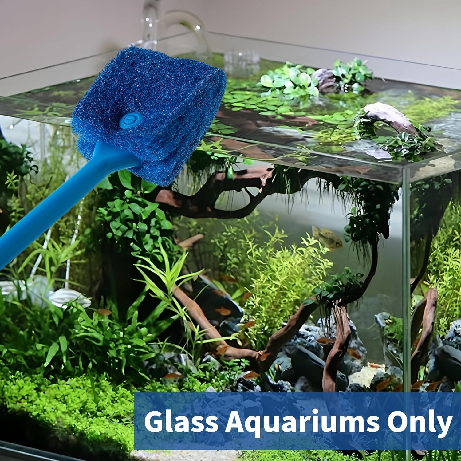SLSON Aquarium algae scraper with double-sided sponge brush cleaner for effective algae removal and tank cleaning.
