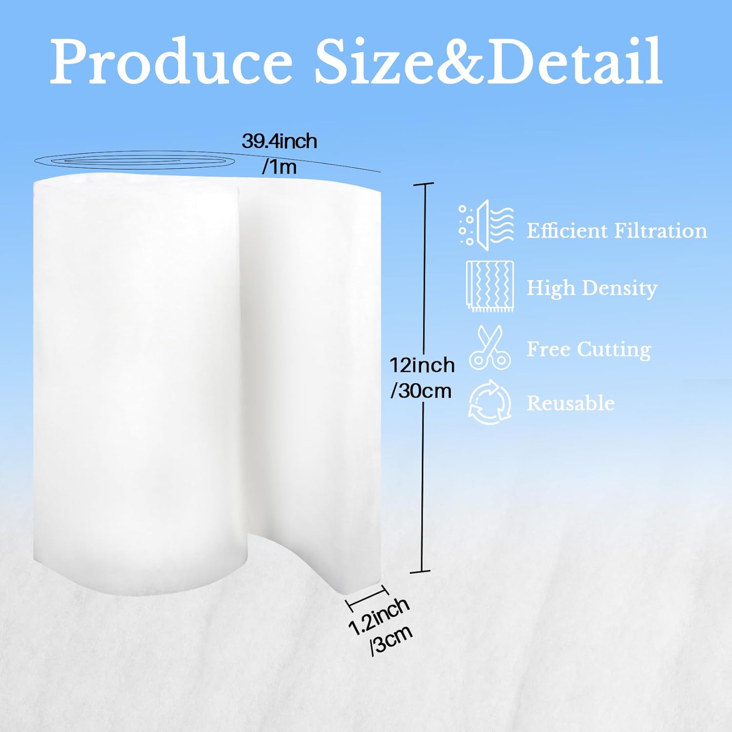 MAQIHAN Aquarium Filter Pad - Aquarium Filter Media,39.4 x 11.8in