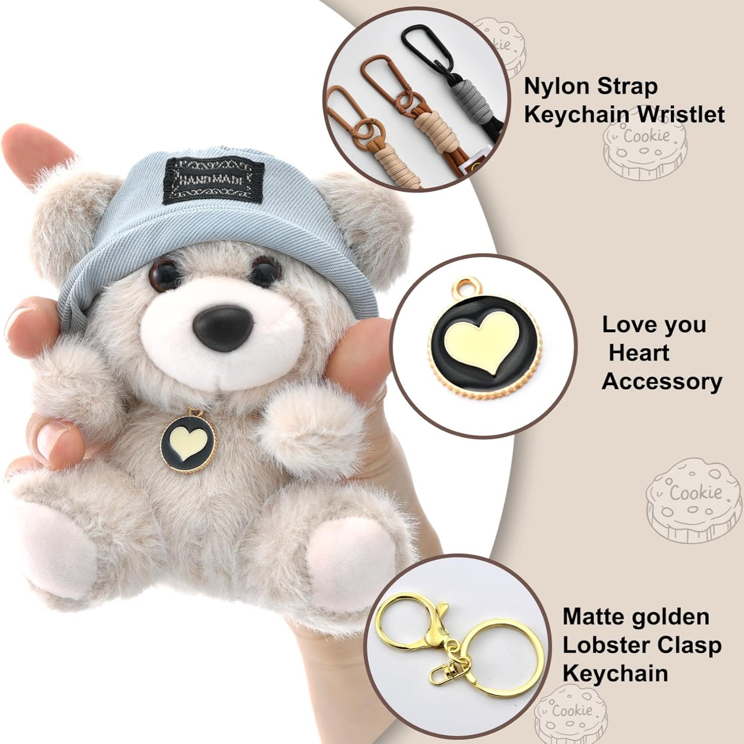 Cute Key Chain Plush Bear Bag Charm Teddy Bear Keychain Gift For Handbag,Purse