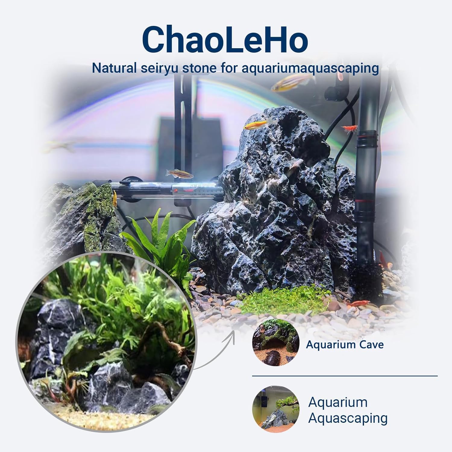 ChaoLeHo Natural Seiryu Rocks for aquariums, decorative stones ideal for aquascaping and creating natural aquatic landscapes.