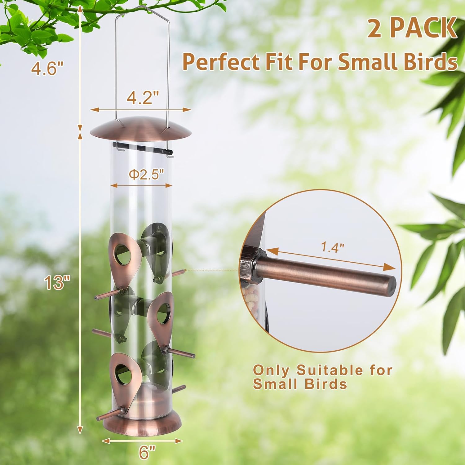 FEED GARDEN metal bird feeder with six ports, heavy-duty design, ideal for outdoor bird watching, resistant to squirrels.