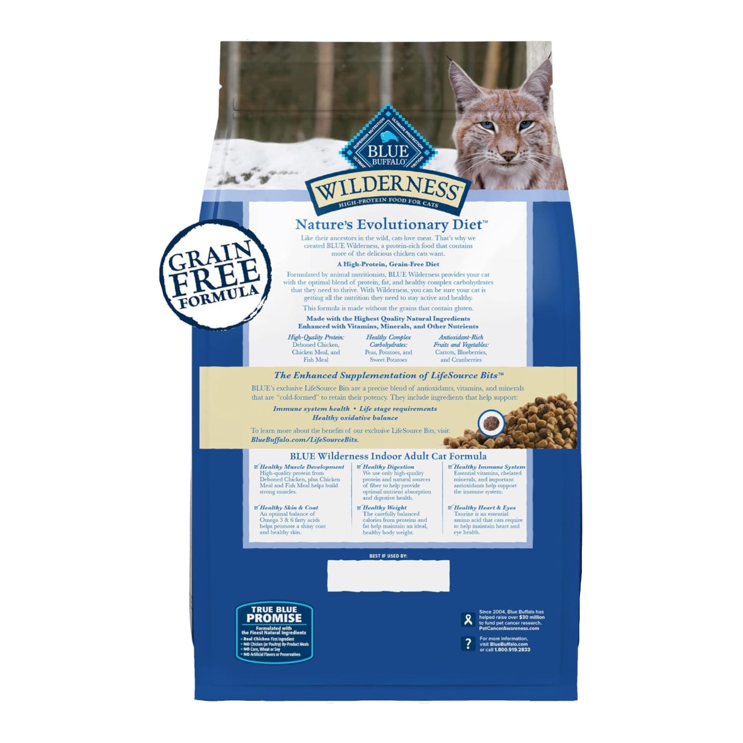 Blue Wilderness Blue Buffalo high-protein, grain-free dog food bag with natural ingredients and vibrant blue packaging.