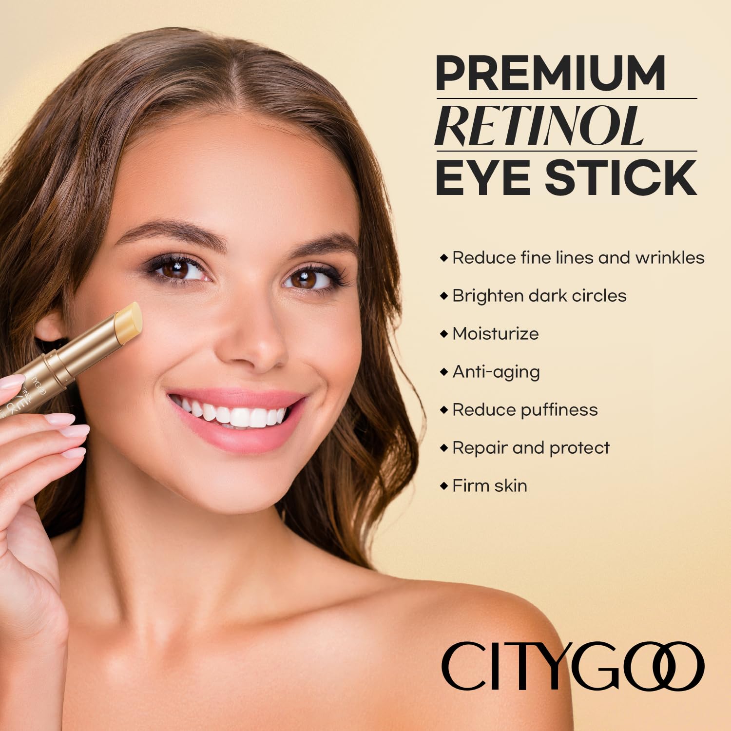 CITYGOO Retinol Eye Stick With Collagen, Hyaluronic Acid For Dark Circle, Under Eye