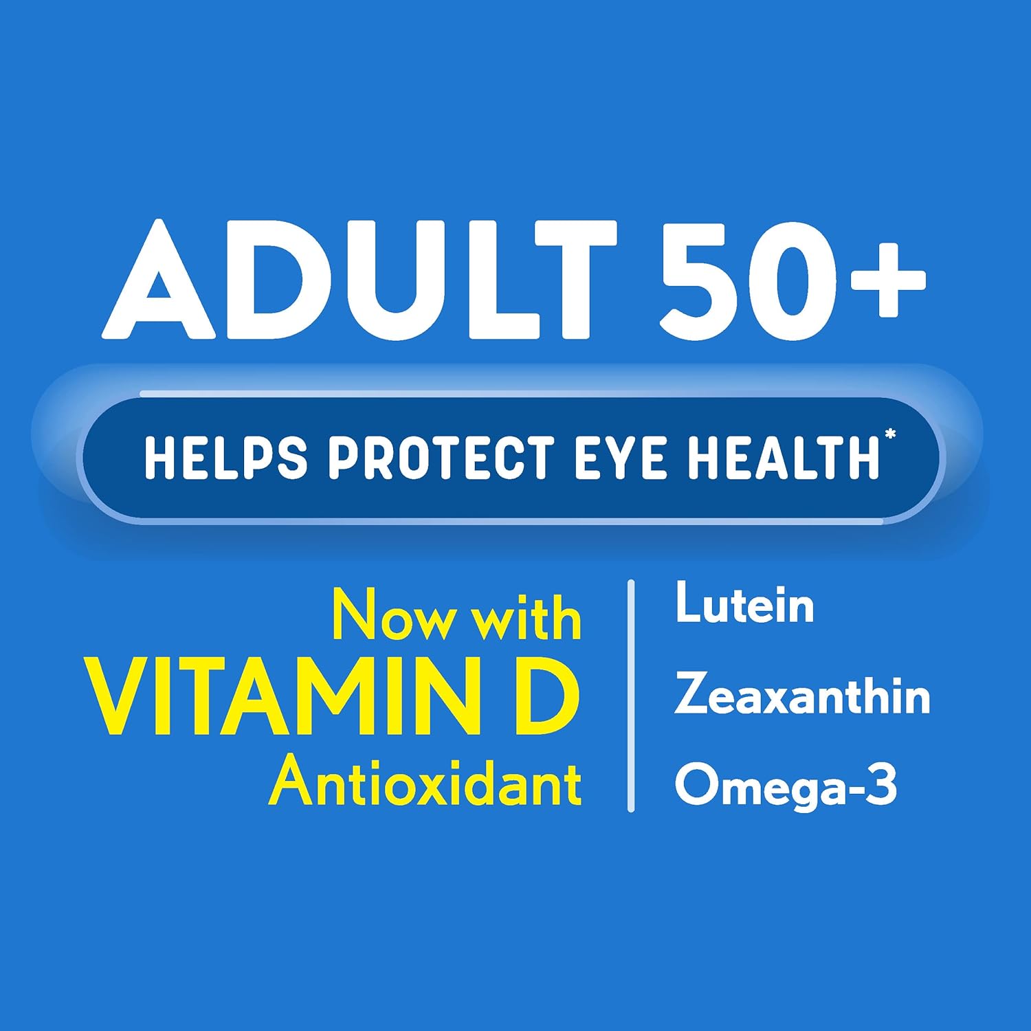 Bottle of Ocuvite 50+ eye vitamin and mineral supplement with label and cap, designed for eye health support.
