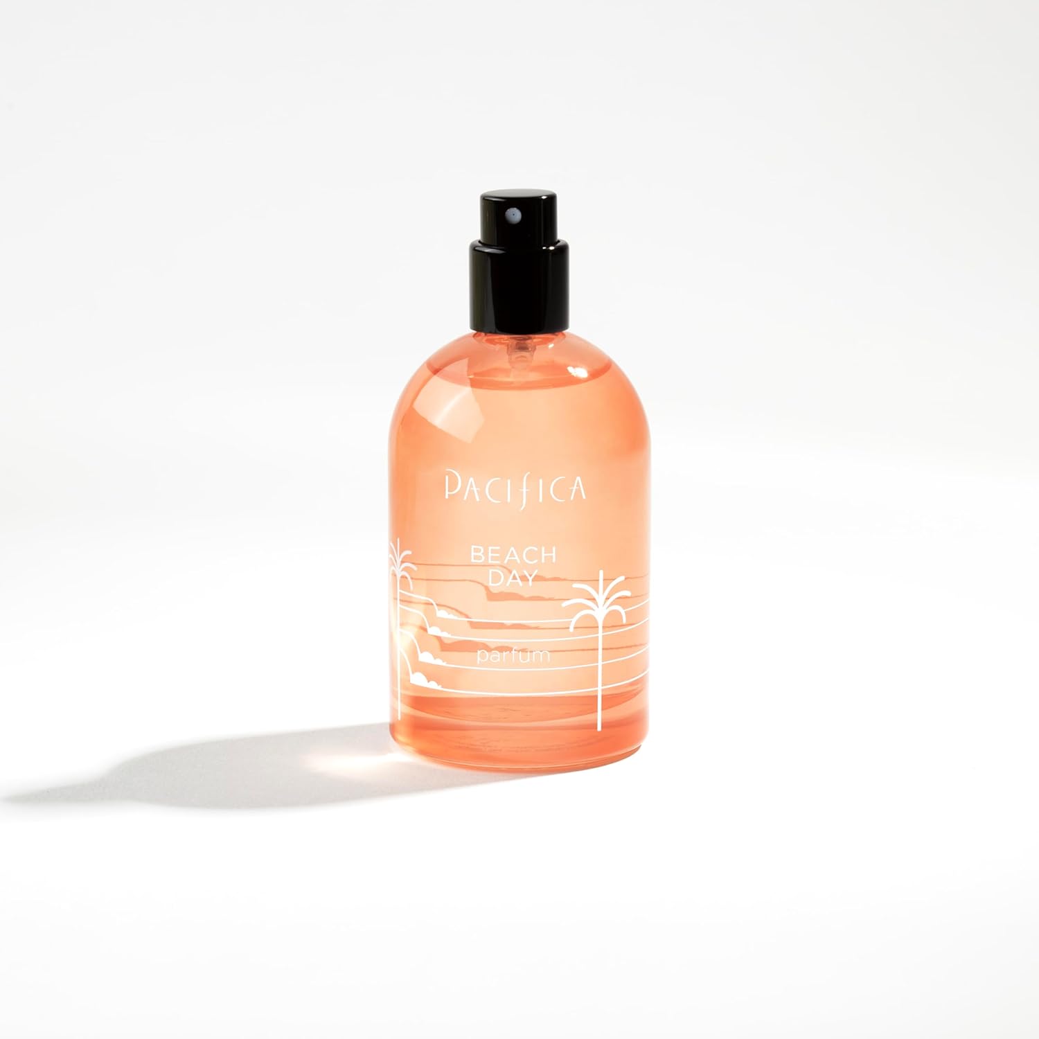 Pacifica Beach Day Spray Perfume with blissful bergamot scent, displayed in a clear bottle with a spray nozzle.