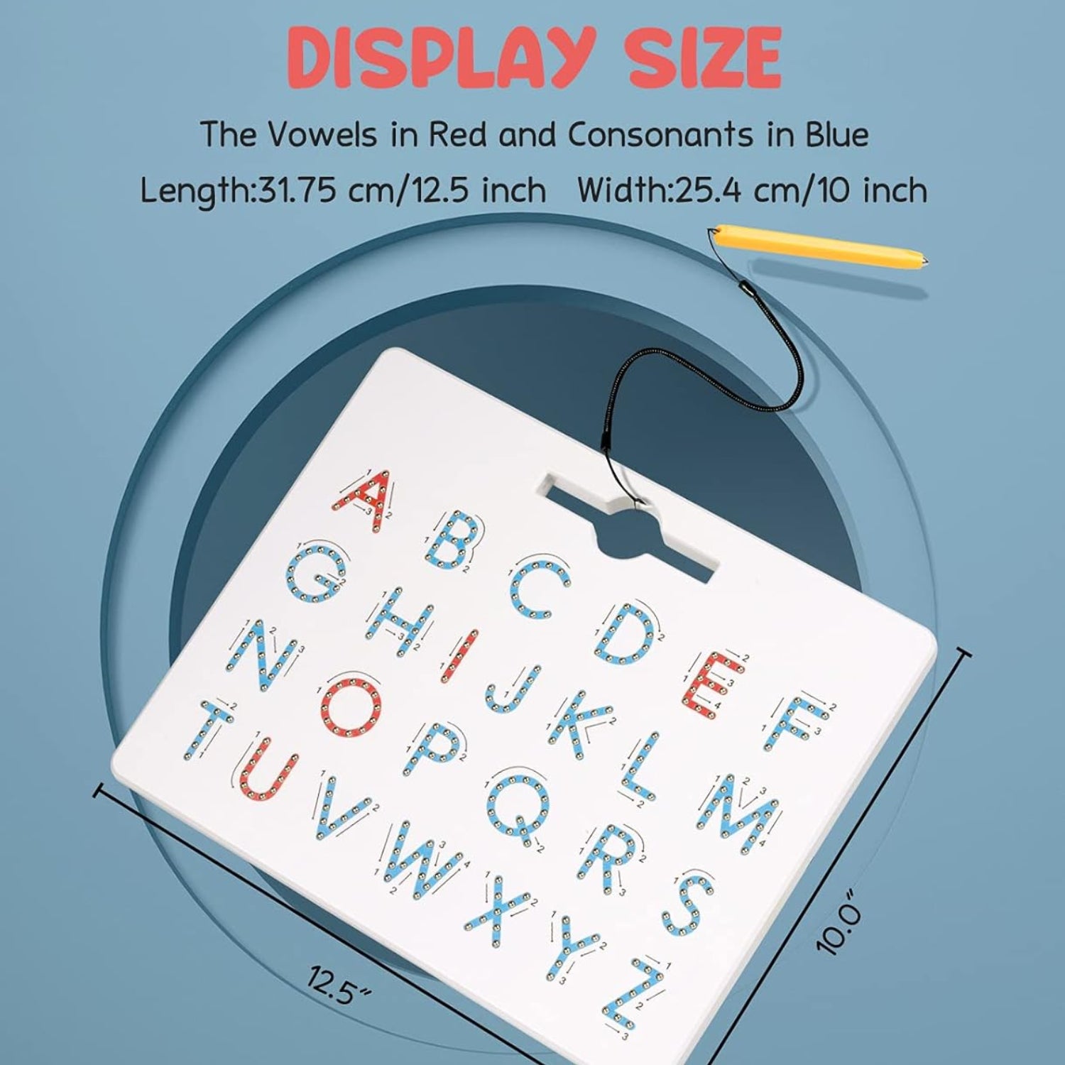 GAMENOTE double-sided magnetic letter board with black and white sides, featuring letter and symbol slots for customizable messages
