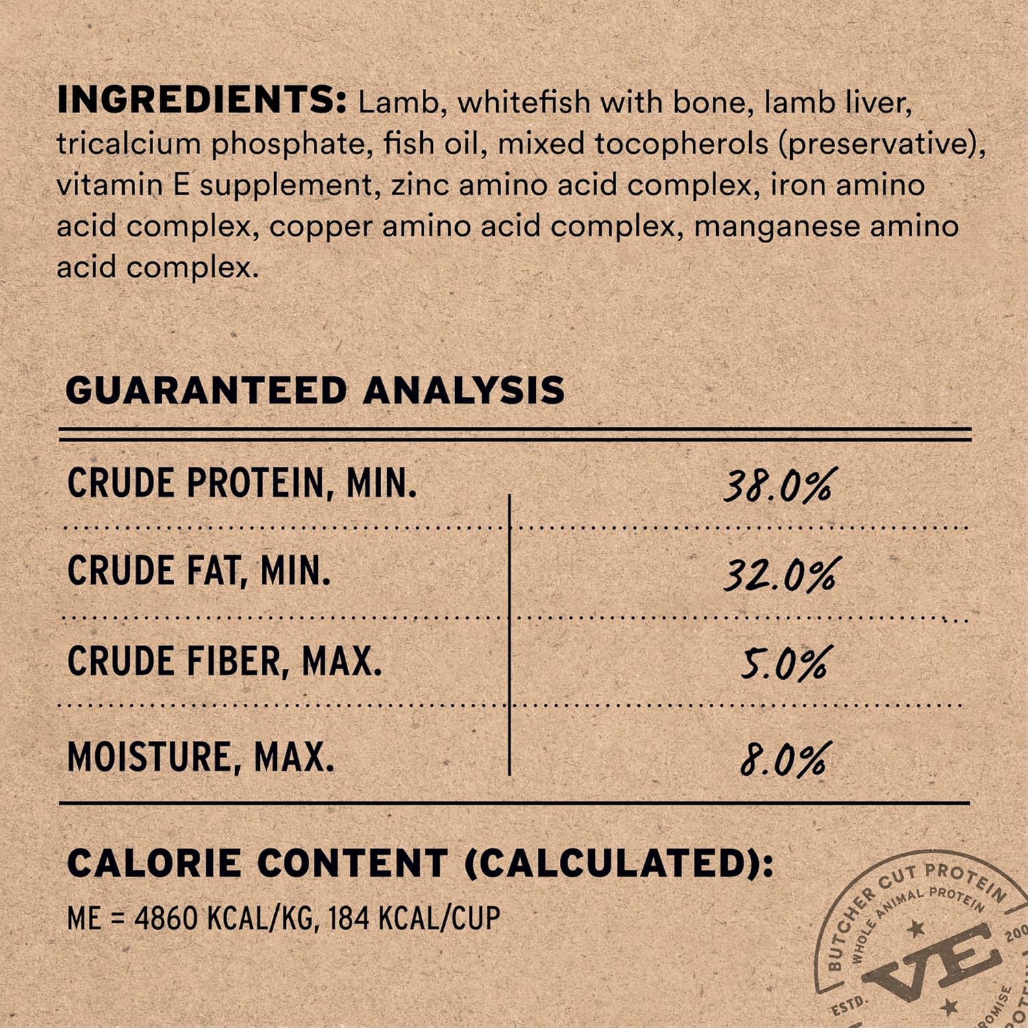 Vital Essentials freeze-dried dog food with raw lamb and whitefish soft nibs, showing the complete product package and branding.