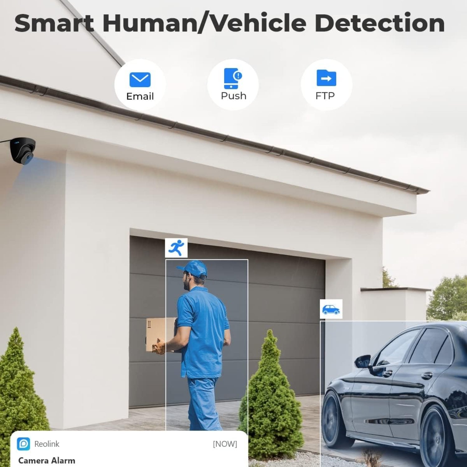 REOLINK 4K outdoor security camera with dome design, IP PoE surveillance camera for outdoor monitoring and security.