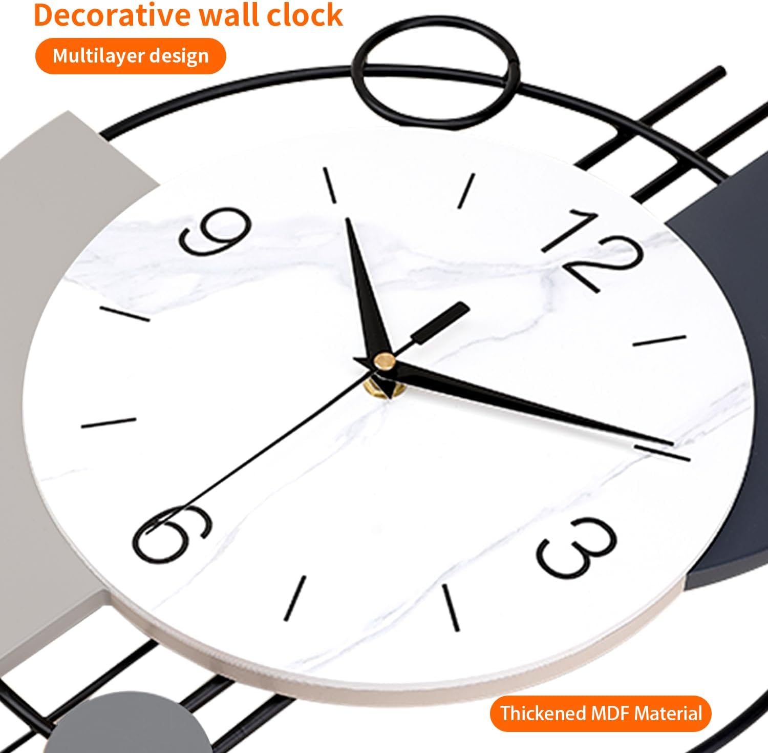 Large Dankeit wall clock with silent quartz movement, non-ticking design, battery operated with a decorative pendulum.