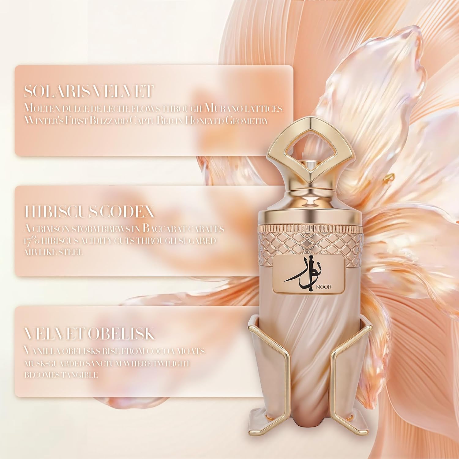 Noor by RIIFFS Women's Gourmand Perfume Eau de Parfum with caramel and vanilla scent, 3.4 oz bottle, luxurious and long-lasting.