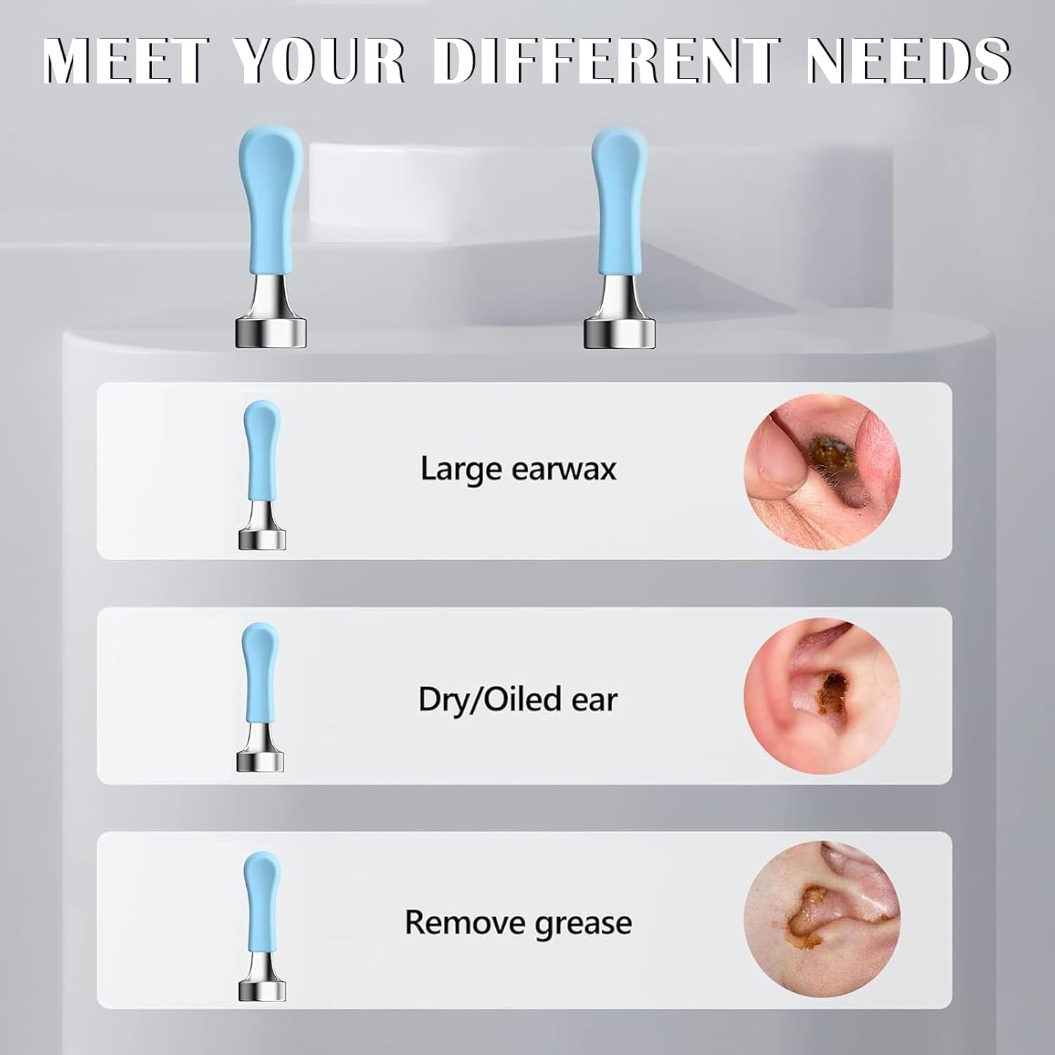 Set of 6 bebirdpromax ear wax removal tool replacement tips for wet and dry ear cleaning, compatible with earwax removal devices.