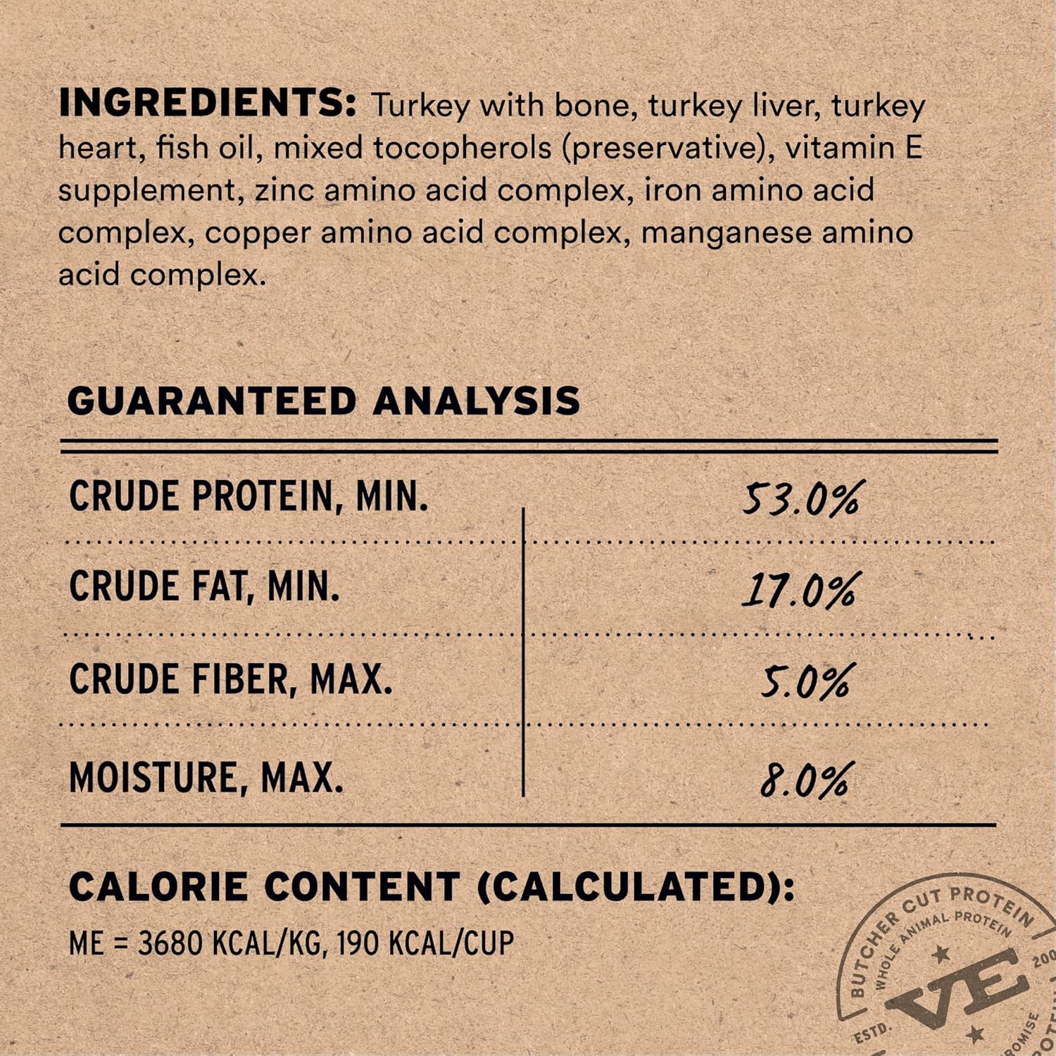 Vital Essentials freeze-dried raw turkey mini nibs for dogs in a 14 oz bag, showing crunchy, bite-sized dog food pieces.
