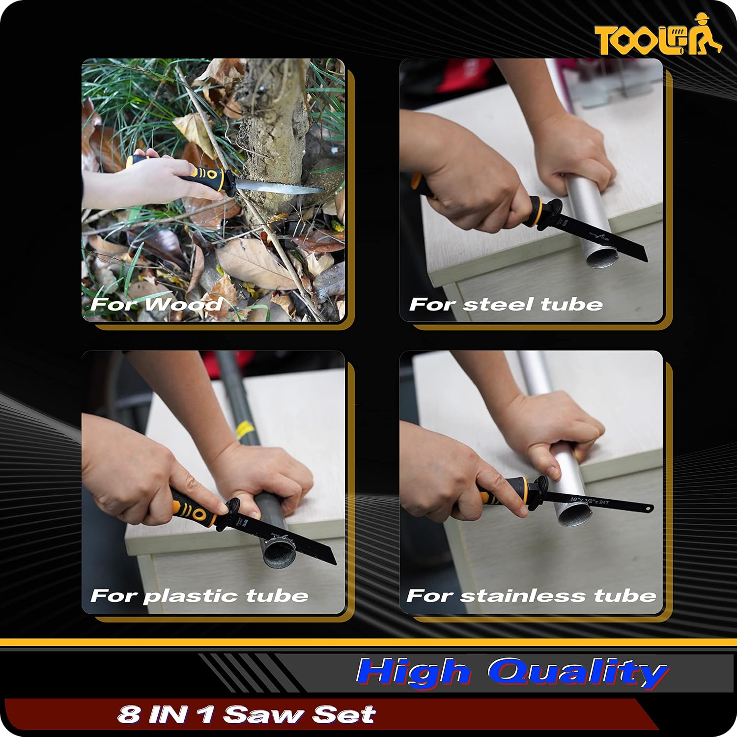 TOOLAN 8-in-1 multi blades hand saw and drywall cutter with long blade, versatile hacksaw for cutting drywall and other materials.
