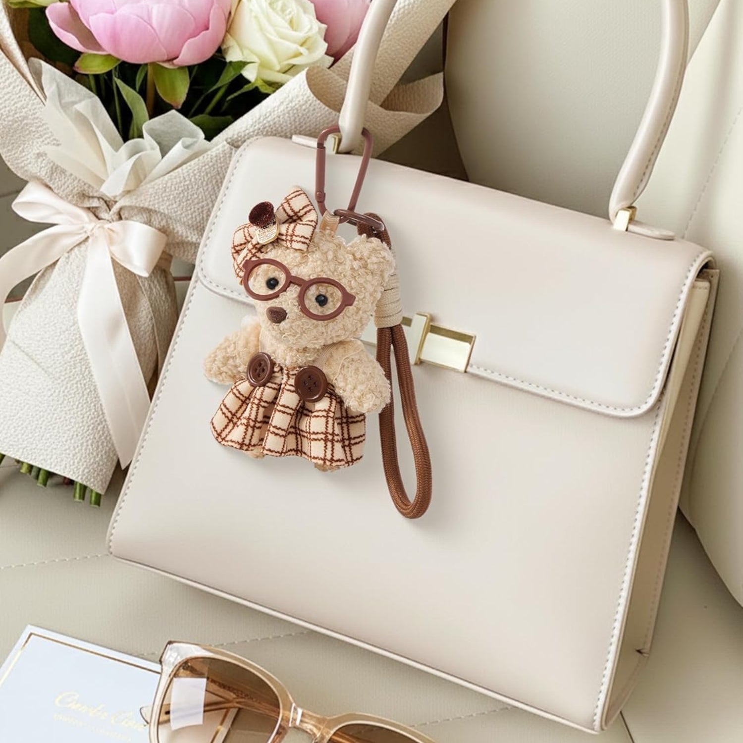 Plush Bear & Bunny Keychain and Bag Charm 2 in 1 – Cute Bag Charm for Purse