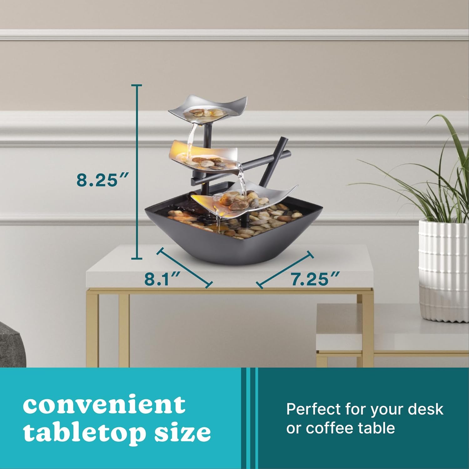 Homedics Tabletop Water Fountain, Home Décor Soothing Sound Machine - Automatic