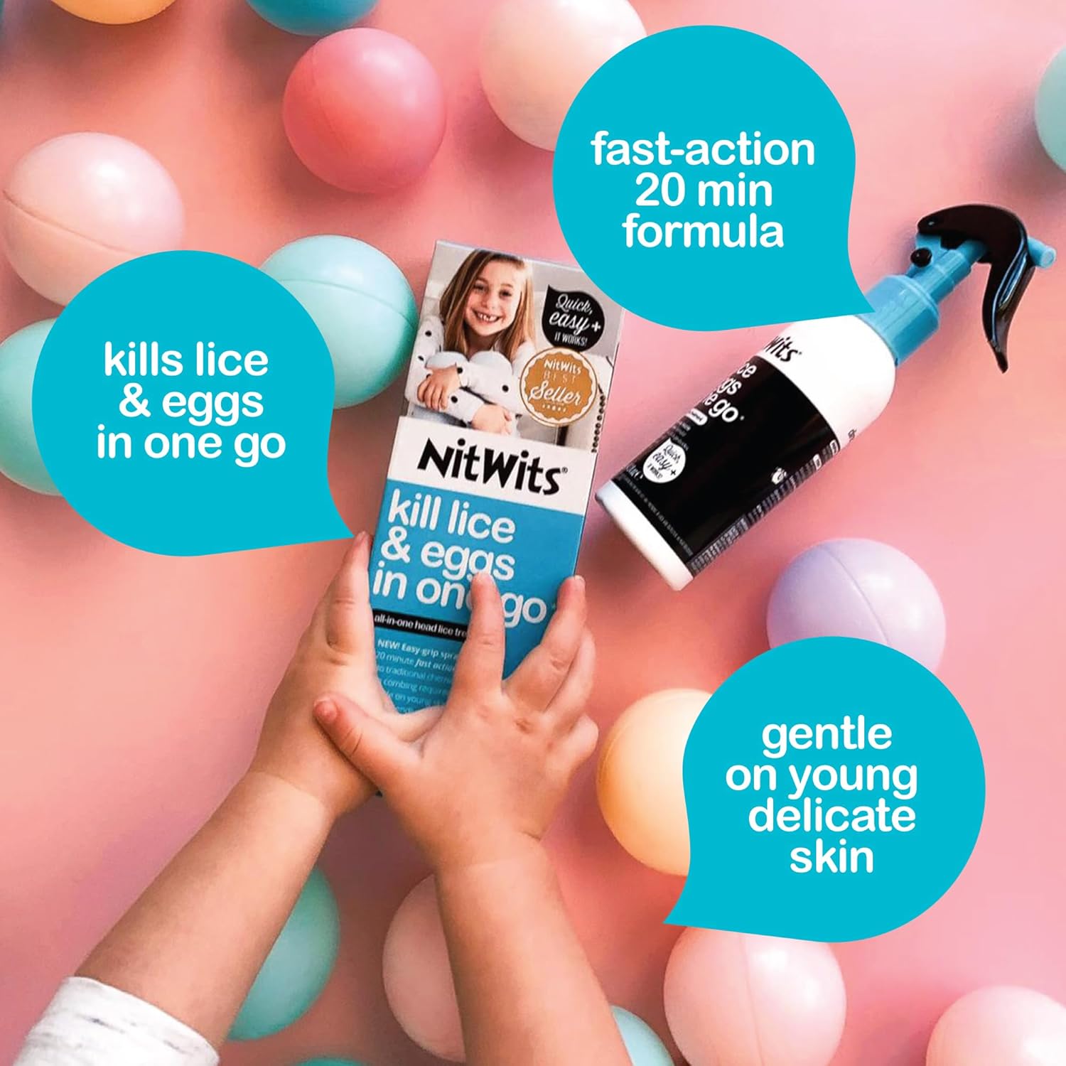 NitWits All-in-One Head Lice Treatment Spray, Kills Lice, Super Lice & Eggs