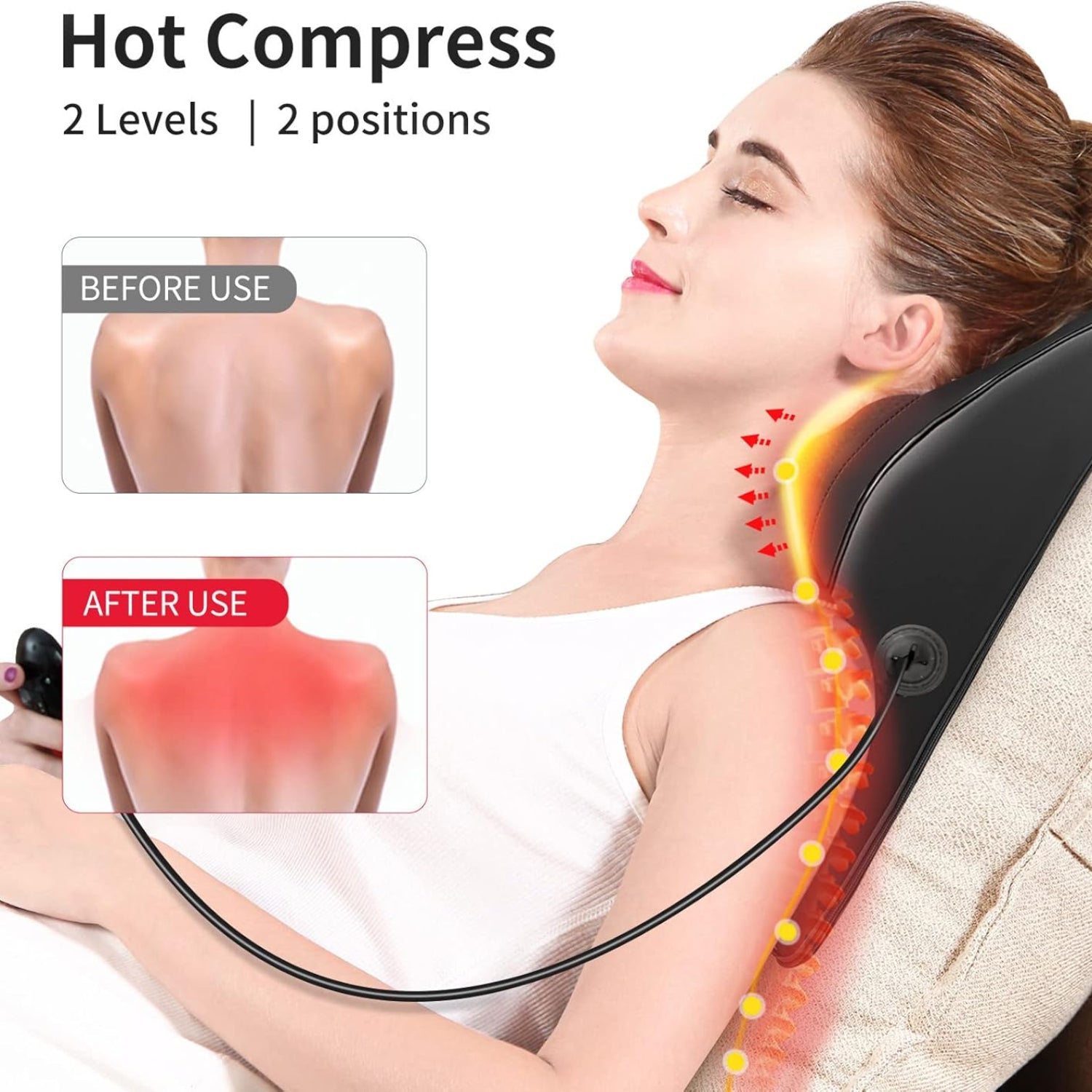 Boriwat Back Massager with Heat, 3D Kneading Massage Pillow for Back, Neck, Shoulder, Leg Pain Relief Deep Tissue, Gifts for Women Men Mom Dad