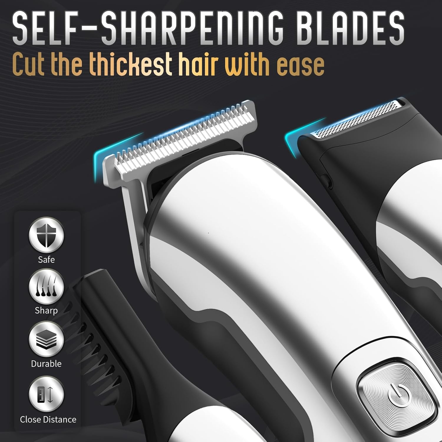 Ufree waterproof beard trimmer for men, electric nose and body razor with sleek design and adjustable trimming heads.