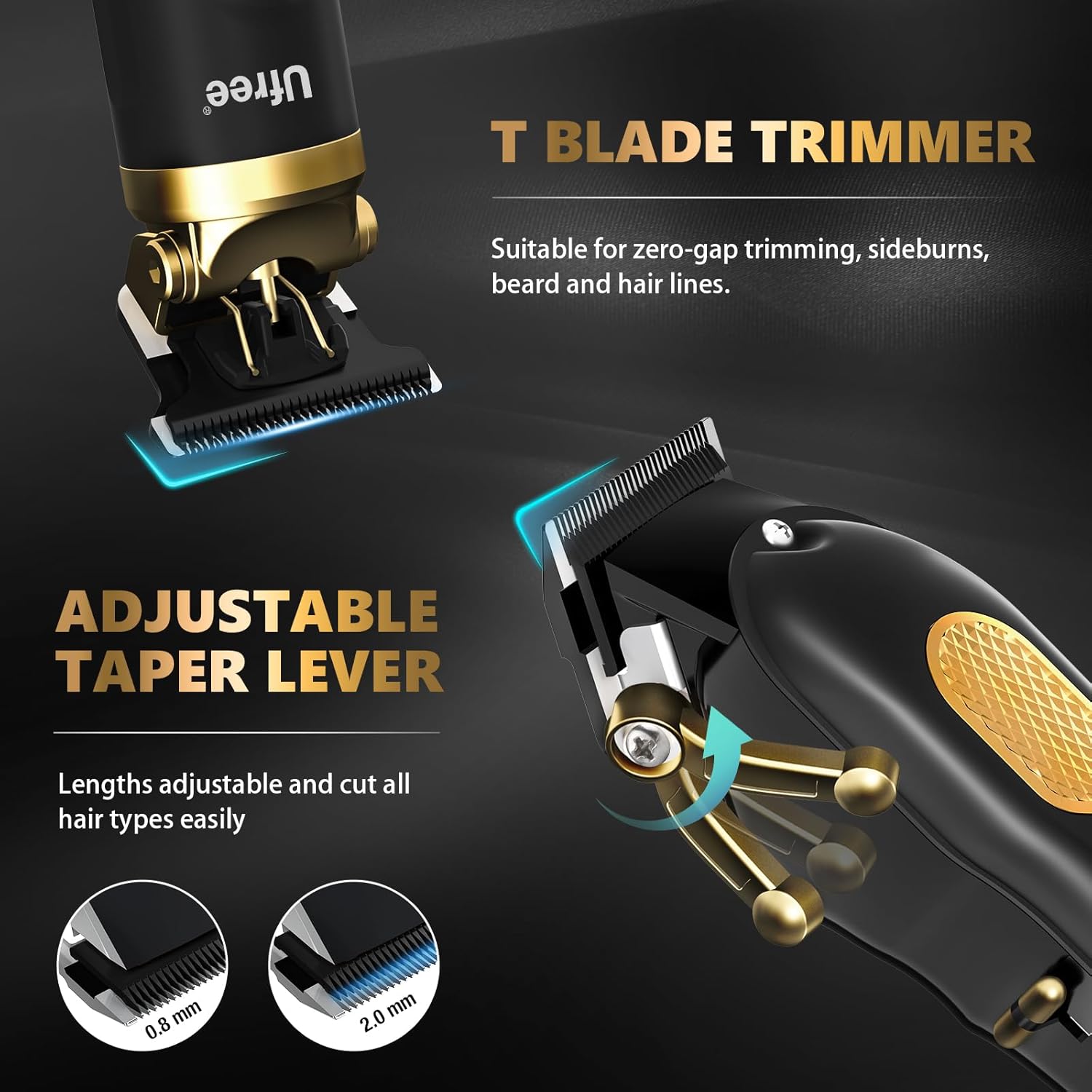 Ufree professional cordless hair clippers and trimmers set for men, with multiple attachments and ergonomic design.