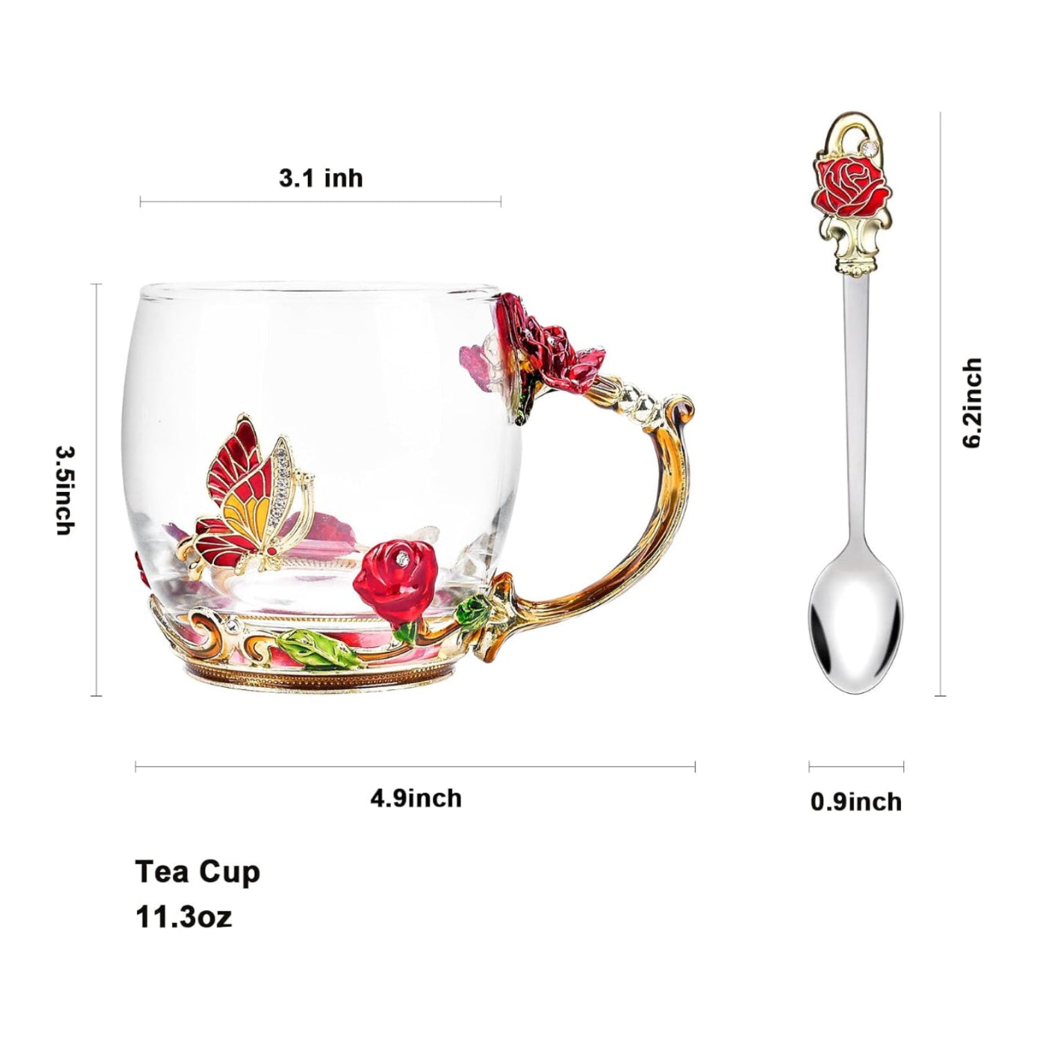 OEAGO glass coffee mug with enamel design, ideal for Mother's Day and Valentine's Day gifts for women and moms.