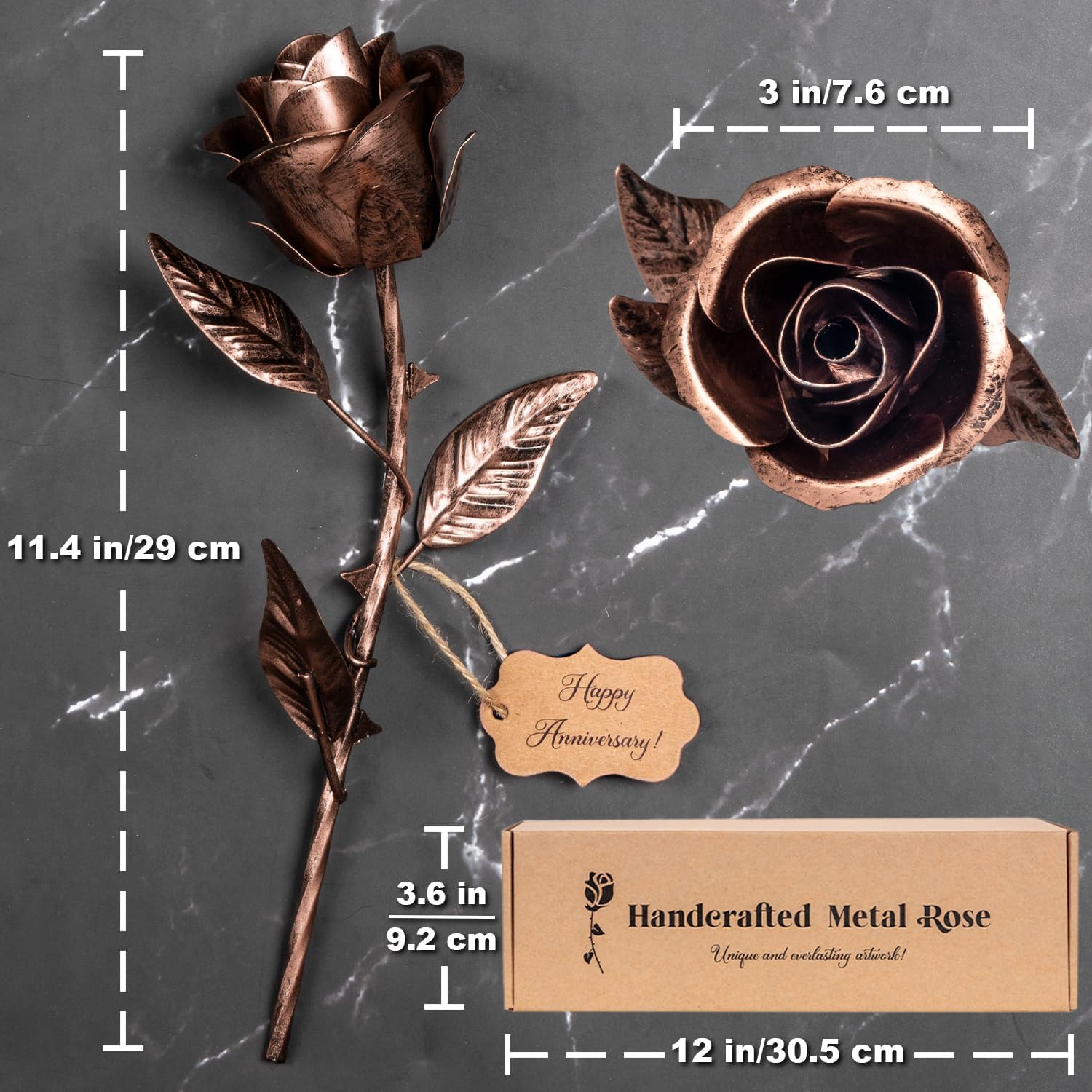 Copper metal rose gift for her, 7th anniversary gift for wife, BESZONE 7 Year Anniversary Copper Gift for Wife.