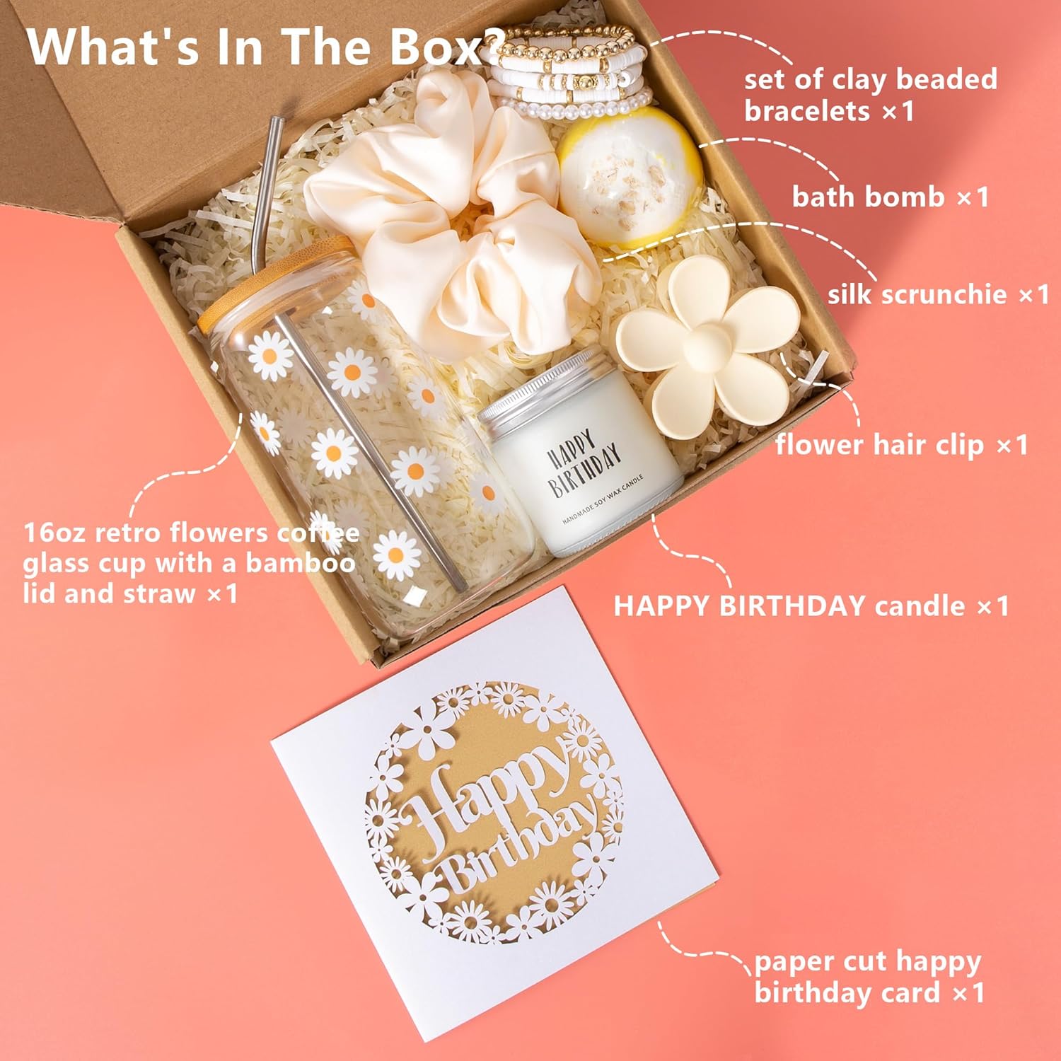 MiniCauliSprout birthday gift box for women and teen girls, featuring colorful wrapping and festive decorations inside.