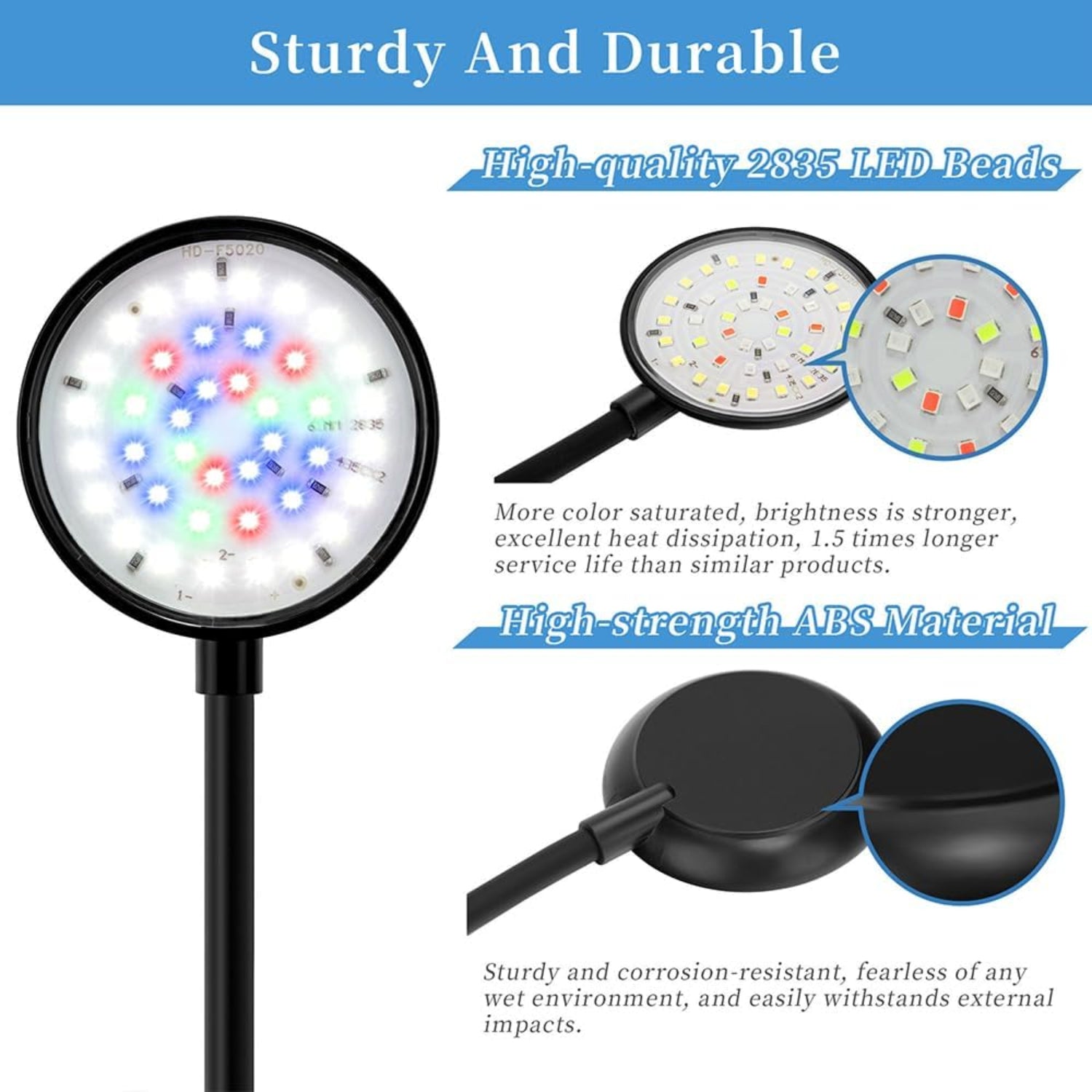 Mini clip-on aquarium light by DaToo, 7W dimmable small fish tank light with USB connection, showing the compact design and clip mechanism.