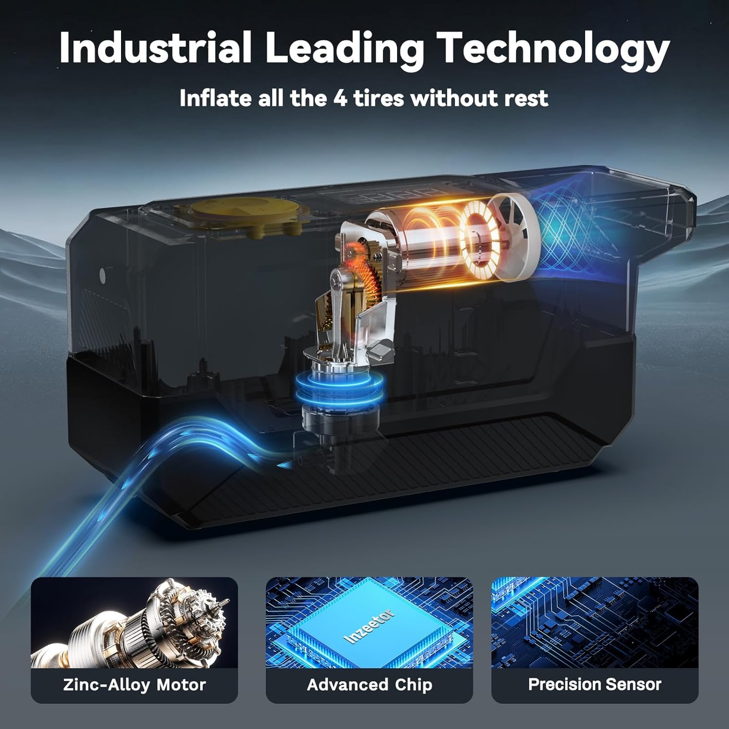 150 PSI Tire Inflator Portable Air Compressor, 12V DC Auto Shutoff Air Pump