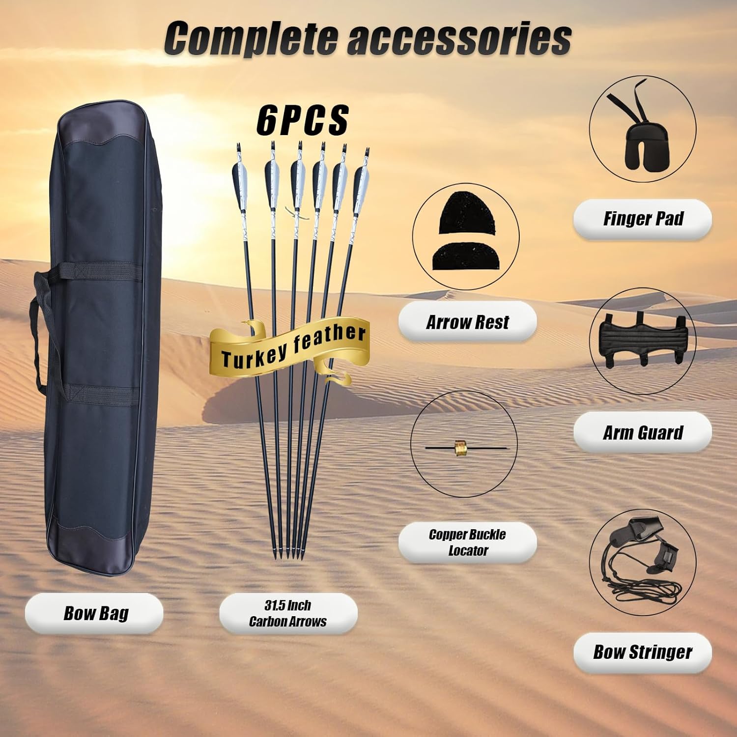 PMZ Recurve Bow and Arrow Set, Newset Professional Aldults Archery Hunting Bow Kit, 60'' Wooden Takedown Bow, for Youth Beginners to Advanced Outdoor Practice & Hunting, Right Hand, 20-60 lbs