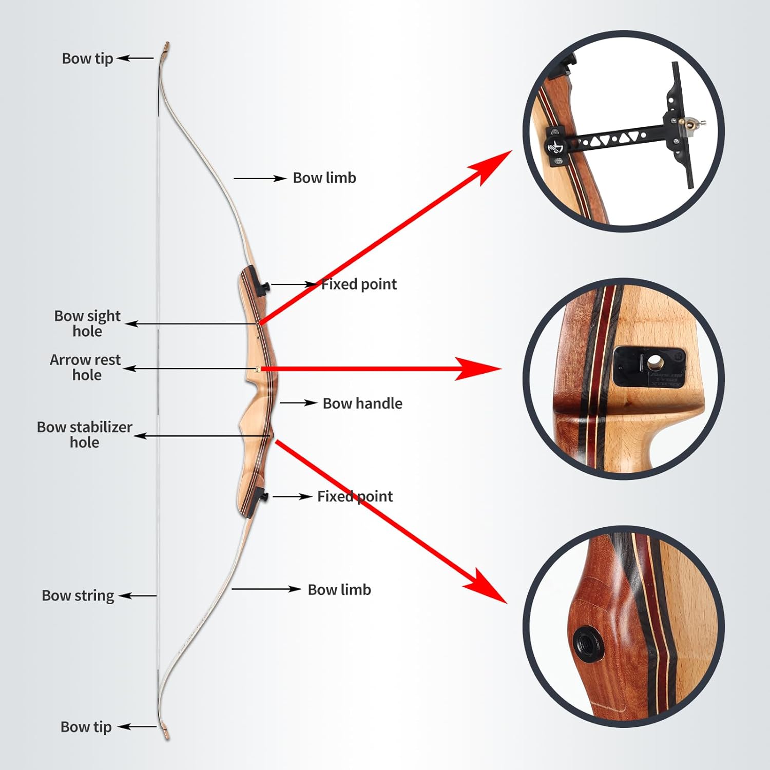 SOPOGER 54" /68'' Archery Set Adult Beginners - 20 lbs /30 bs Takedown Recurve Bows for Adults Youth Teens Men Women Wood Longbow for Outdoor Target Arrow Practice Shooting Training