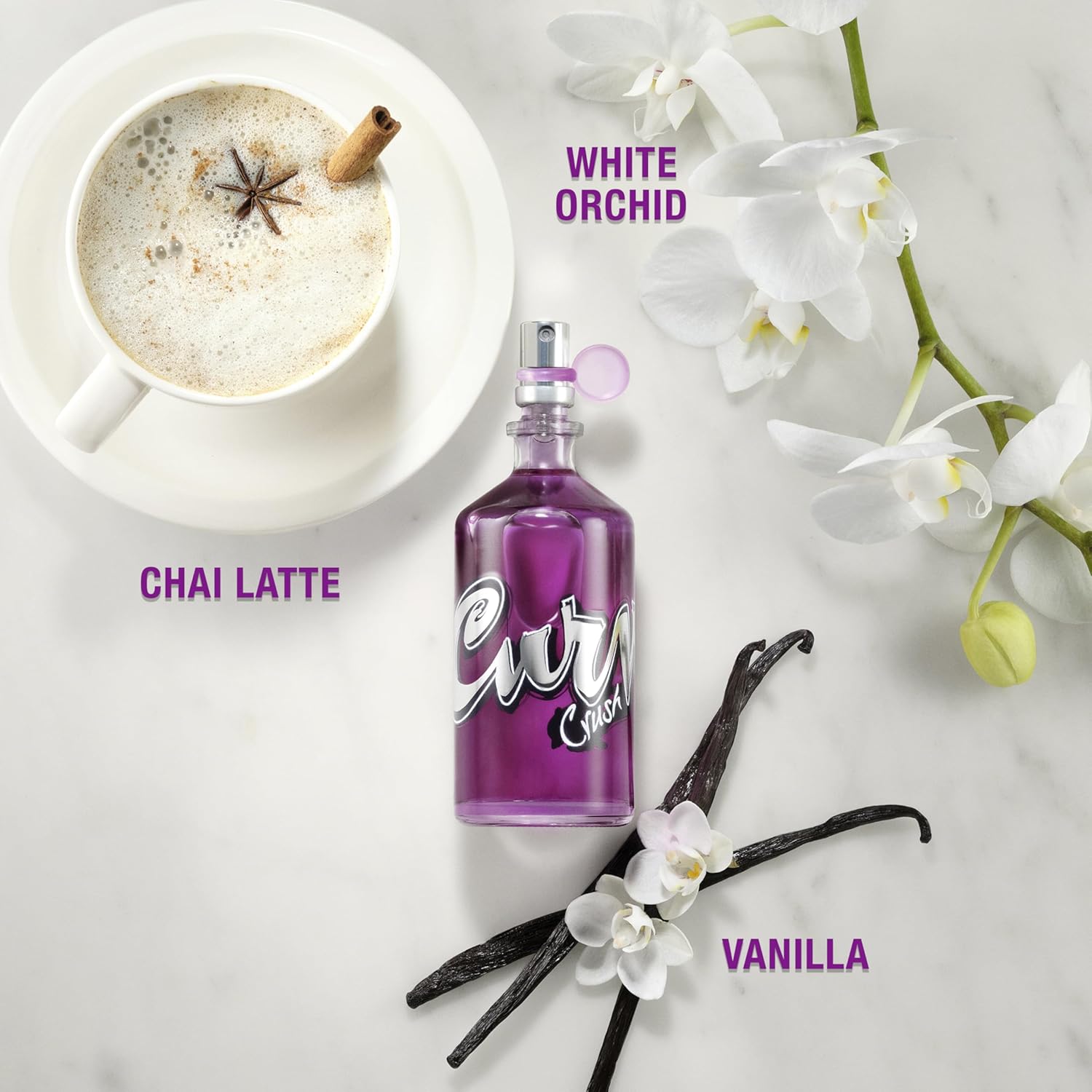 Curve Crush Eau De Toilette spray for women in a 3.4 fl oz bottle, featuring a sleek perfume bottle with a pink and purple design.