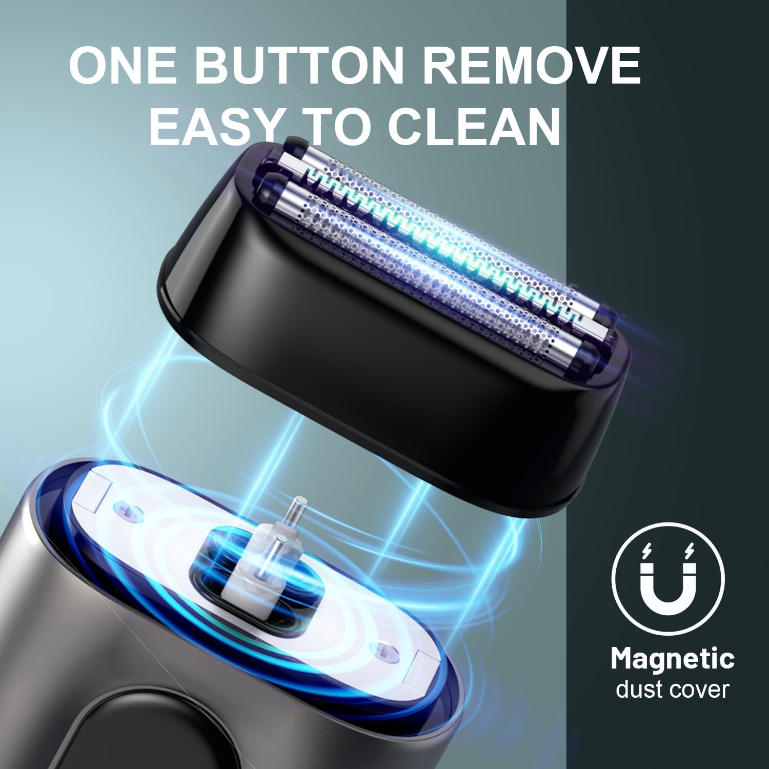 Fangaci electric foil shaver for men with mini design and large LED display, showcasing the sleek razor and its features