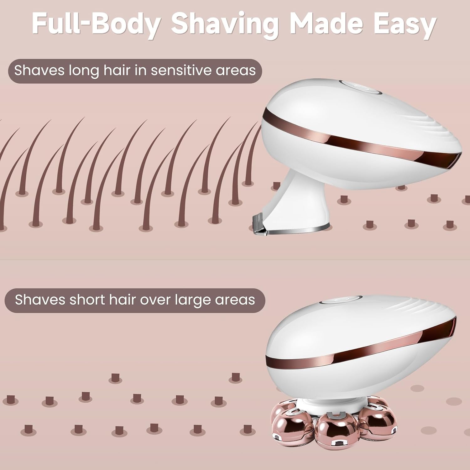 Augrz women's electric rotary razor for legs, bikini, and underarms hair removal, showing close-up of the shaver head and handle.