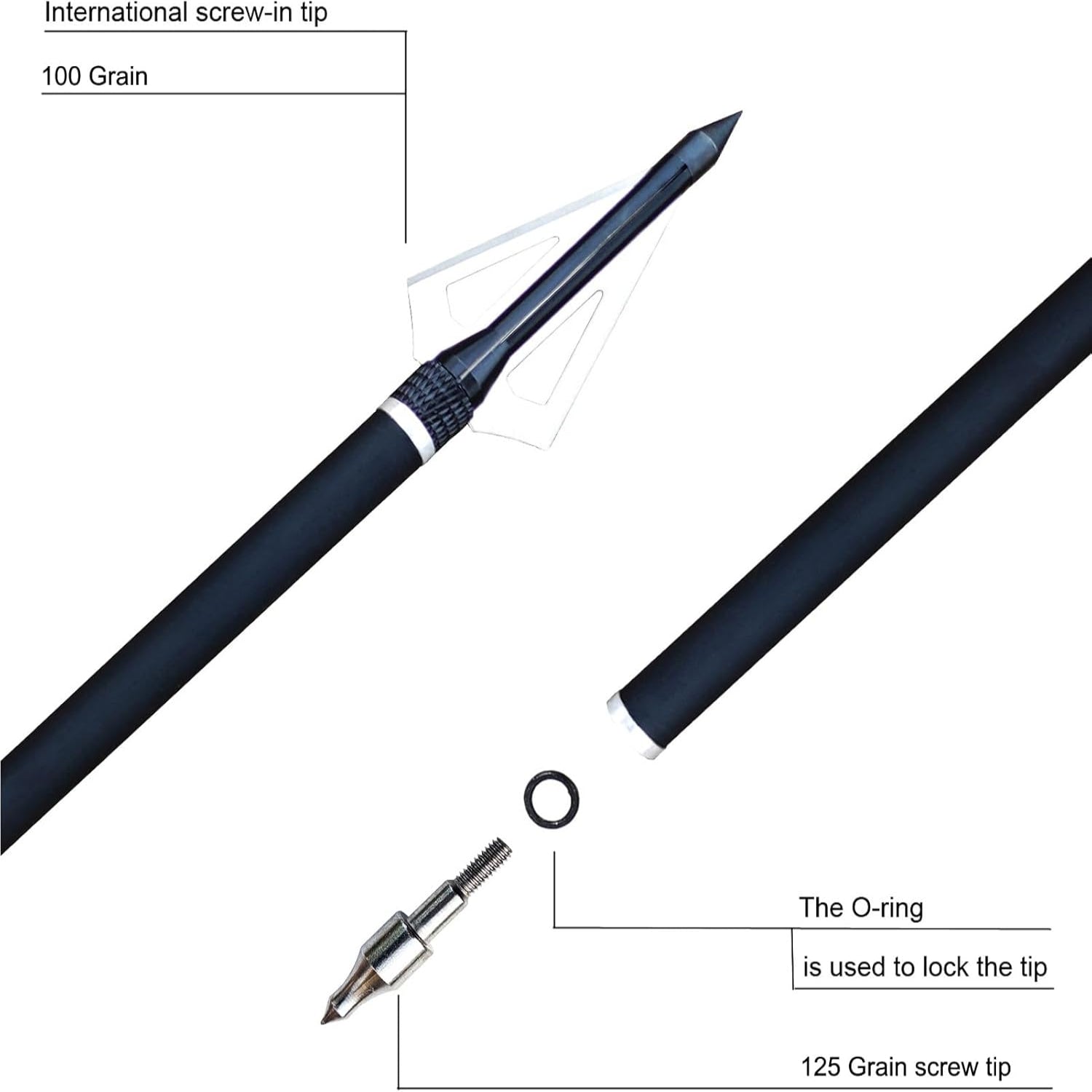 TIT-COYO 20-22 inch carbon crossbow bolts with broadheads set, featuring sleek design and precision tips for hunting and target shooting.