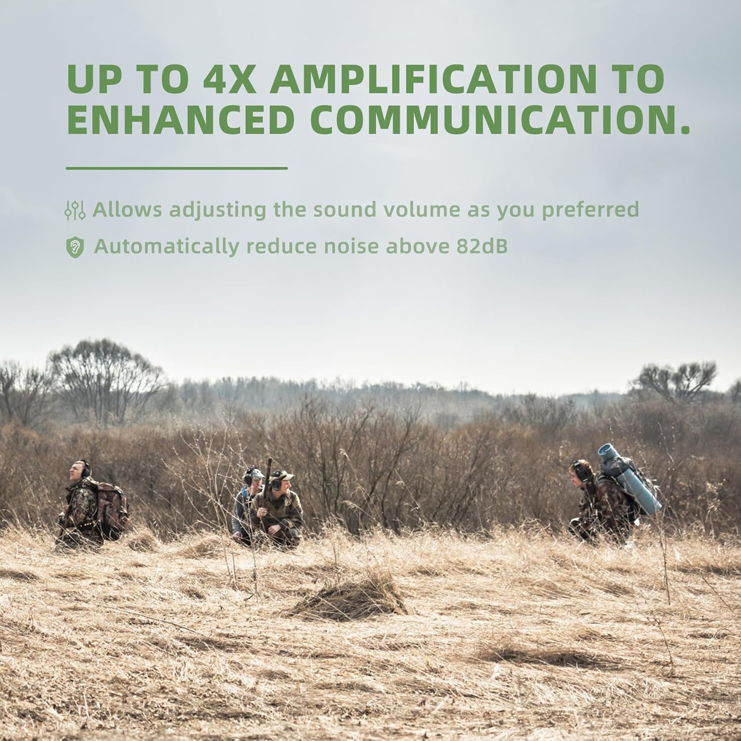 PROHEAR electronic ear protection for shooting with 4X sound amplification, showing the compact device and ear inserts.