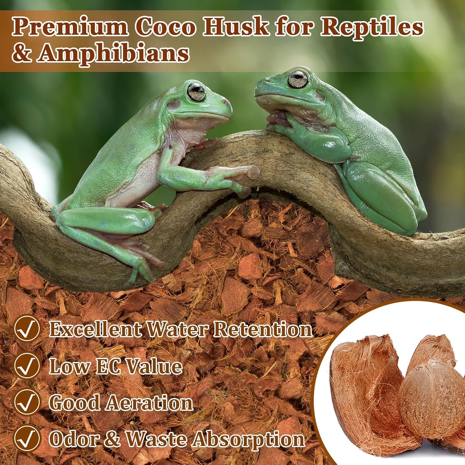 Halatool 10 LB Coconut Chips Substrate for Reptile, 72QT Natural Coconut