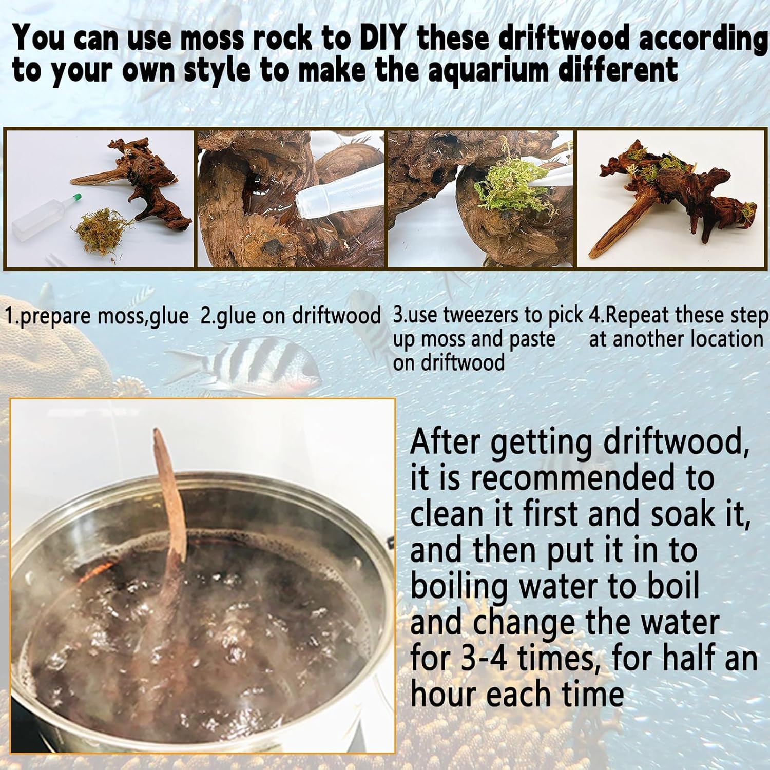 Hamiledyi aquarium driftwood 3-pack with natural trunk branches, 8-12 inches, ideal for freshwater aquariums and aquascaping.